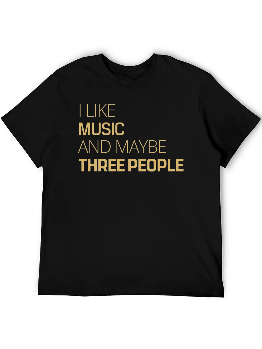 I Like Music and Maybe Three People Black T-Shirt