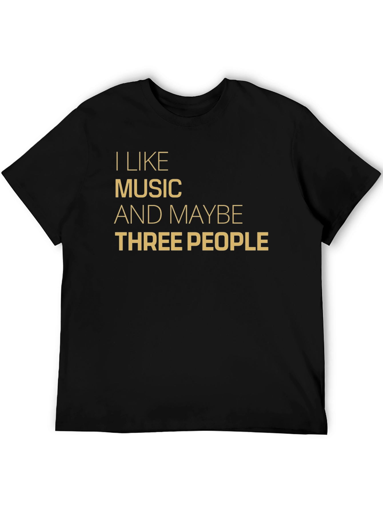 I Like Music and Maybe Three People Black T-Shirt
