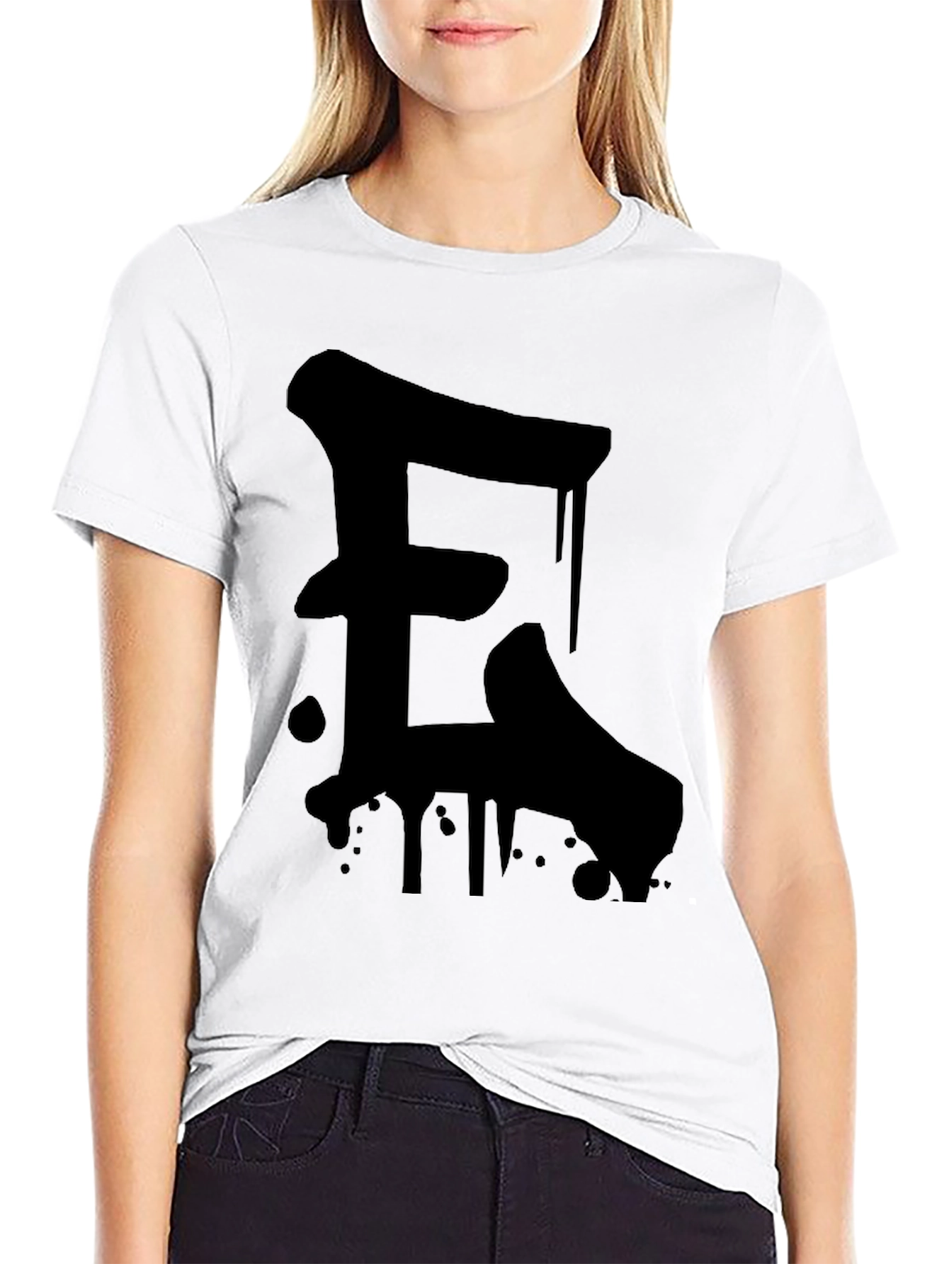Bold Black Graffiti Letter T-Shirt
