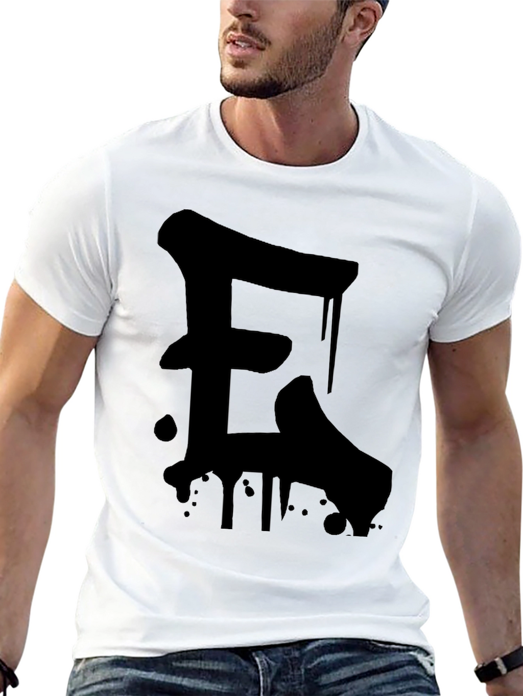 Bold Black Graffiti Letter T-Shirt