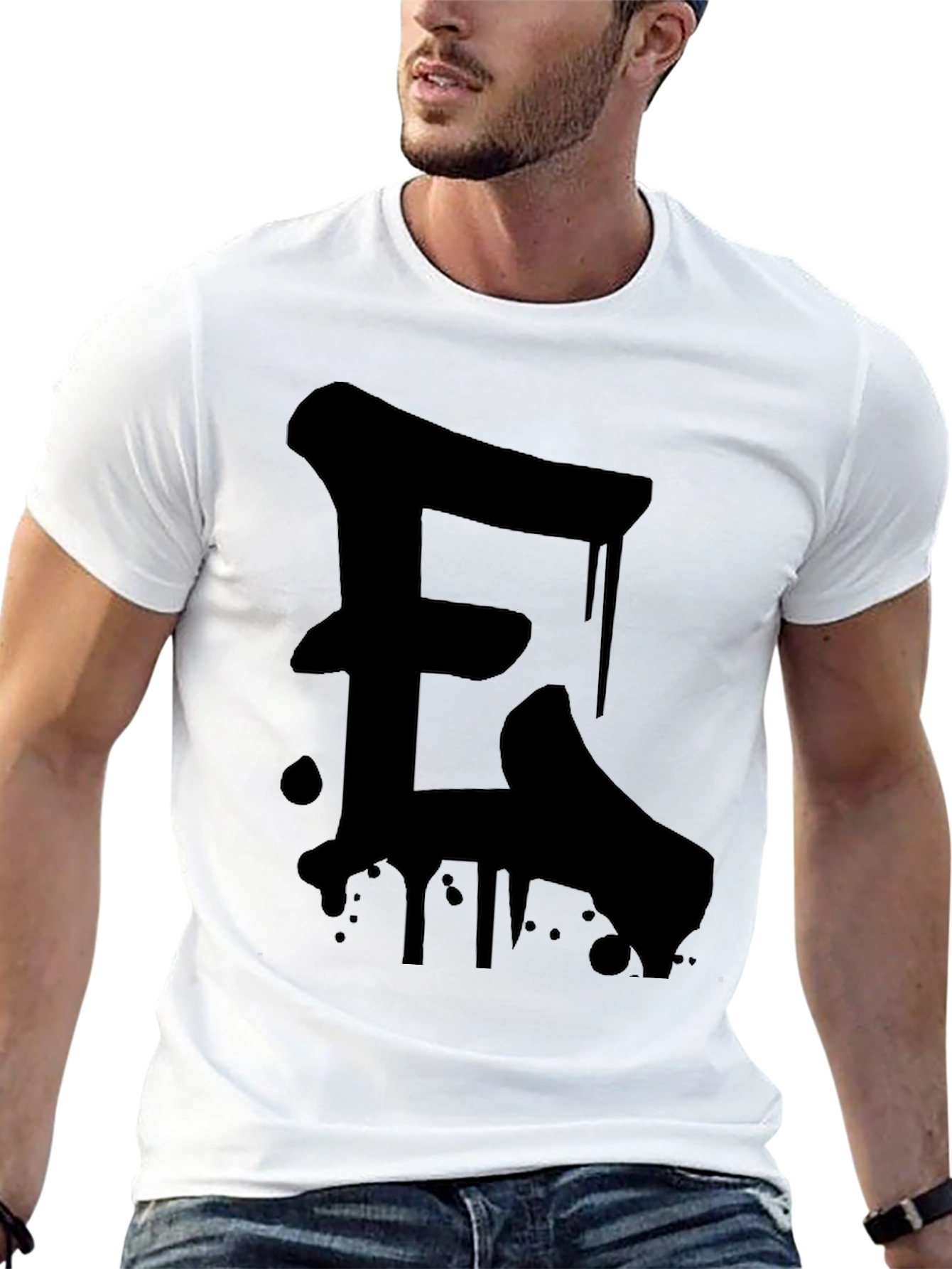 Bold Black Graffiti Letter T-Shirt