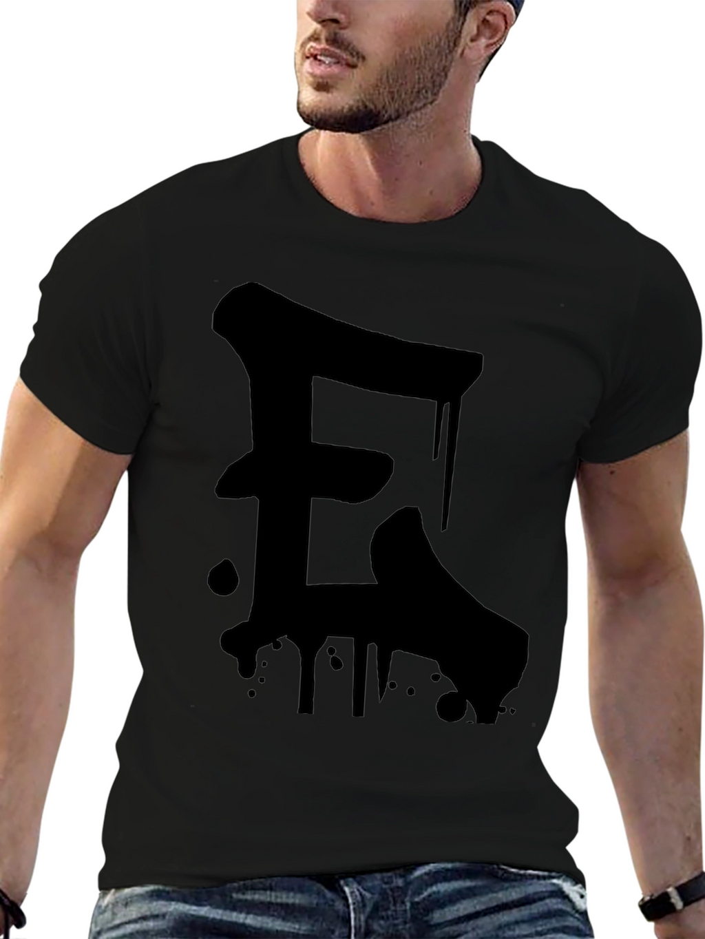 Bold Black Graffiti Letter T-Shirt