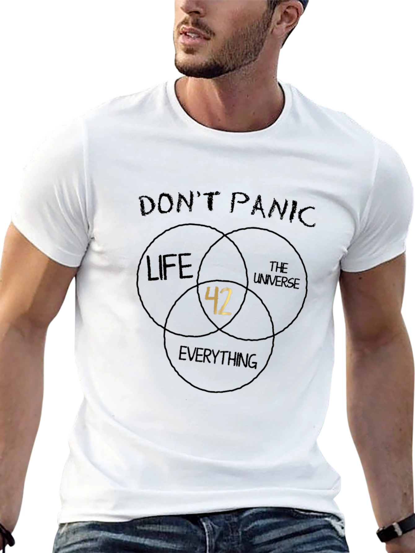 Dont Panic 42 T-Shirt - Life The Universe Everything