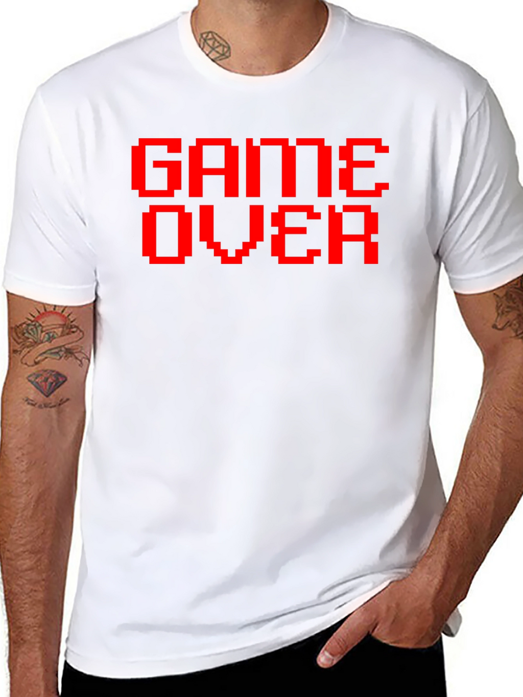 Game Over Red Pixel Tee - Classic Gamer Style