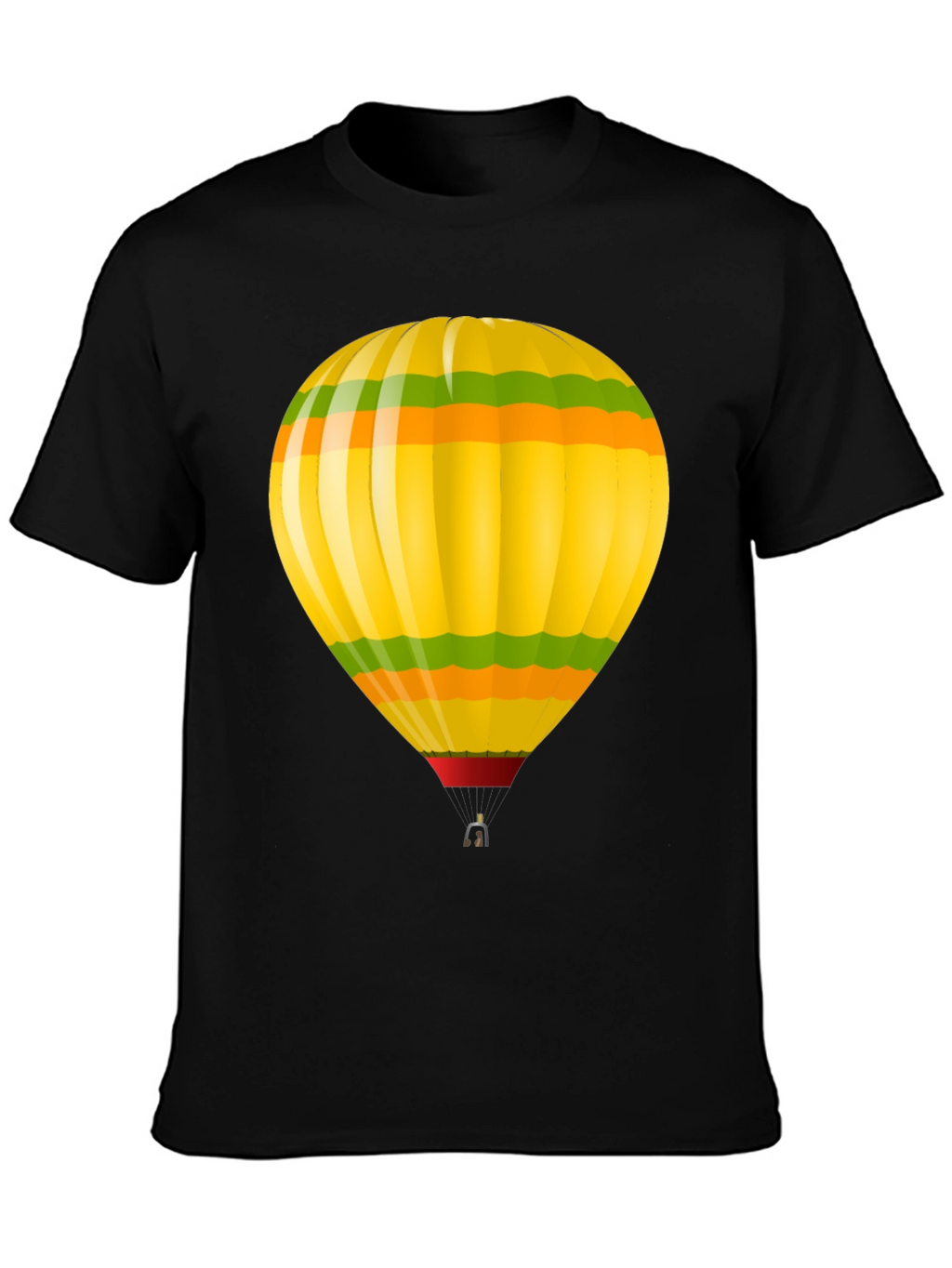 Hot Air Balloon Graphic T-Shirt - Black Cotton Tee