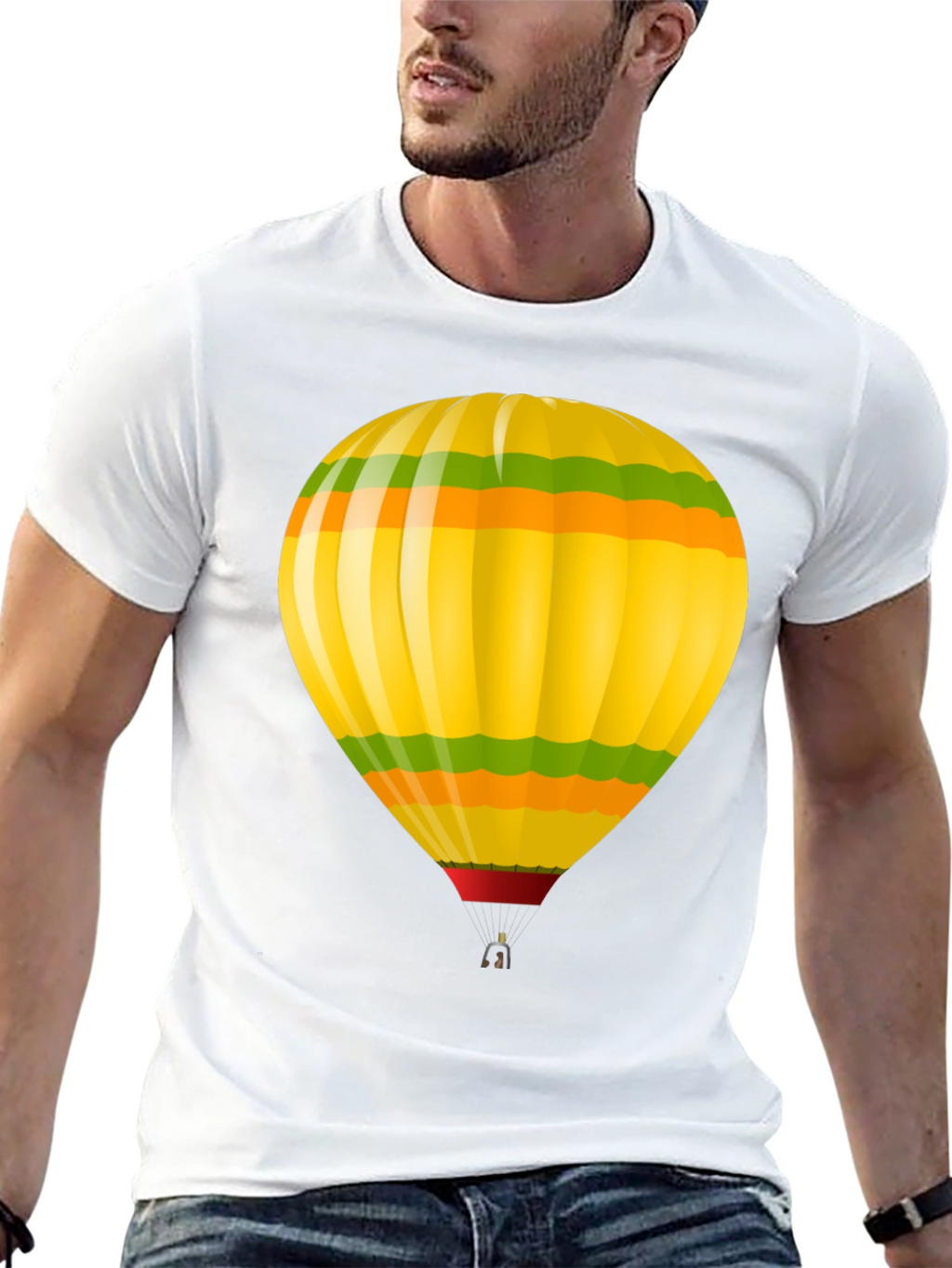 Hot Air Balloon Graphic T-Shirt - Black Cotton Tee