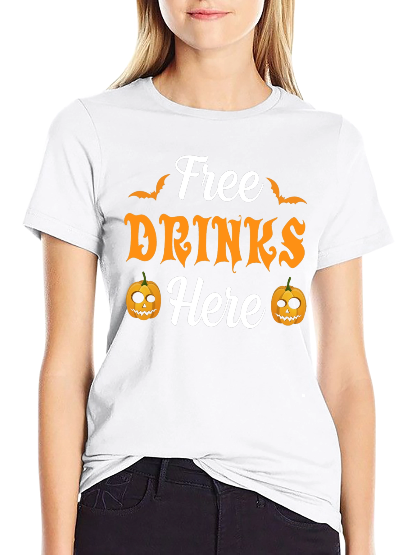 Free Drinks Here Halloween T-Shirt