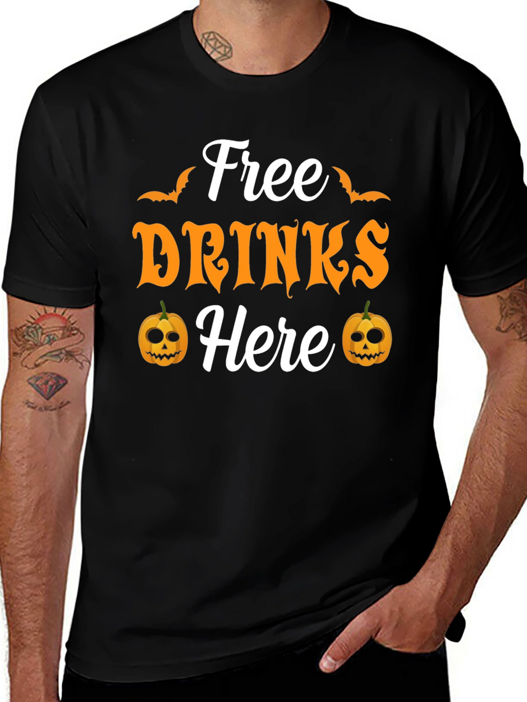 Free Drinks Here Halloween T-Shirt