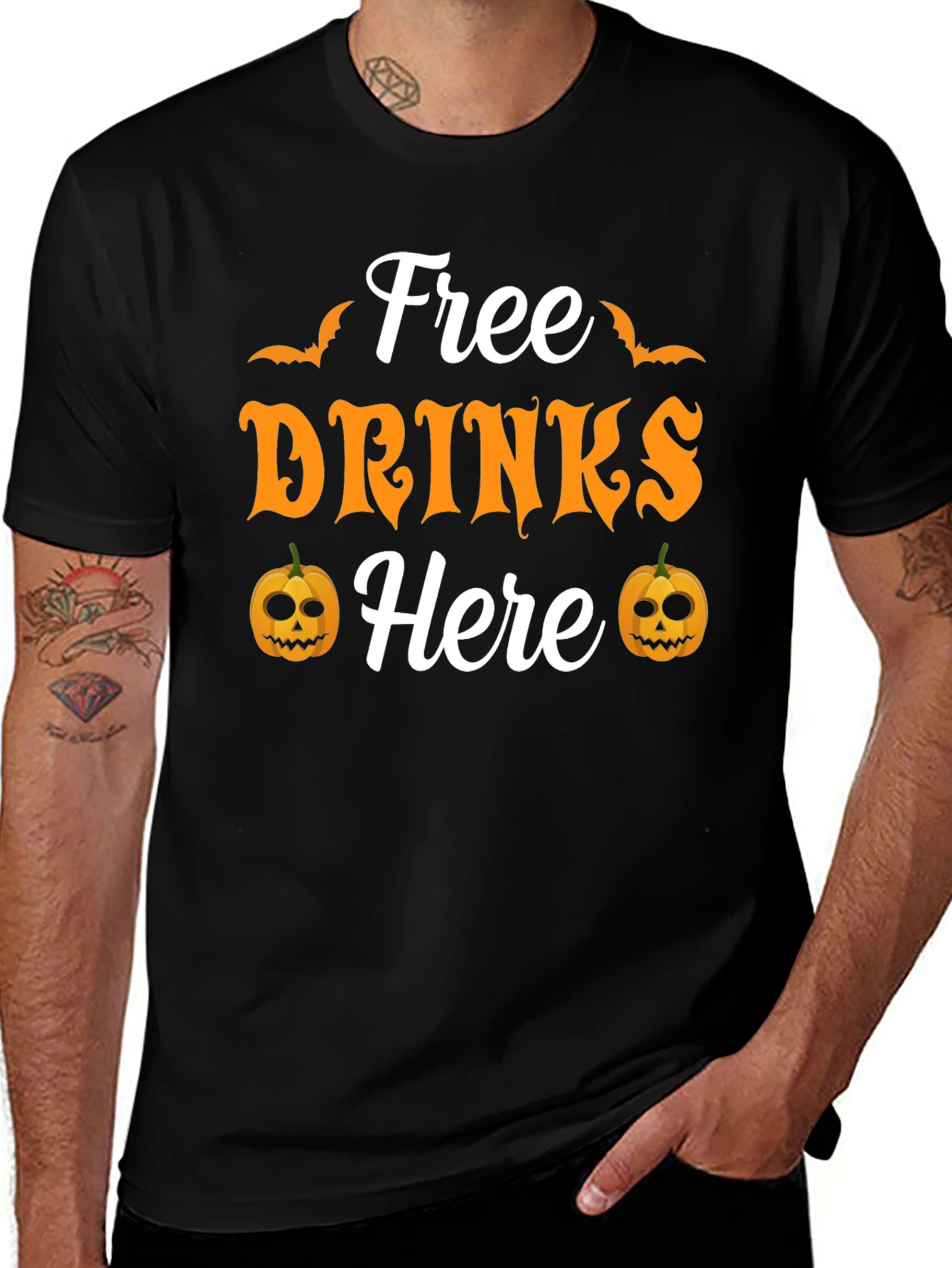 Free Drinks Here Halloween T-Shirt