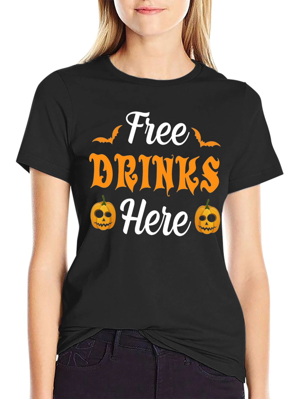 Free Drinks Here Halloween T-Shirt