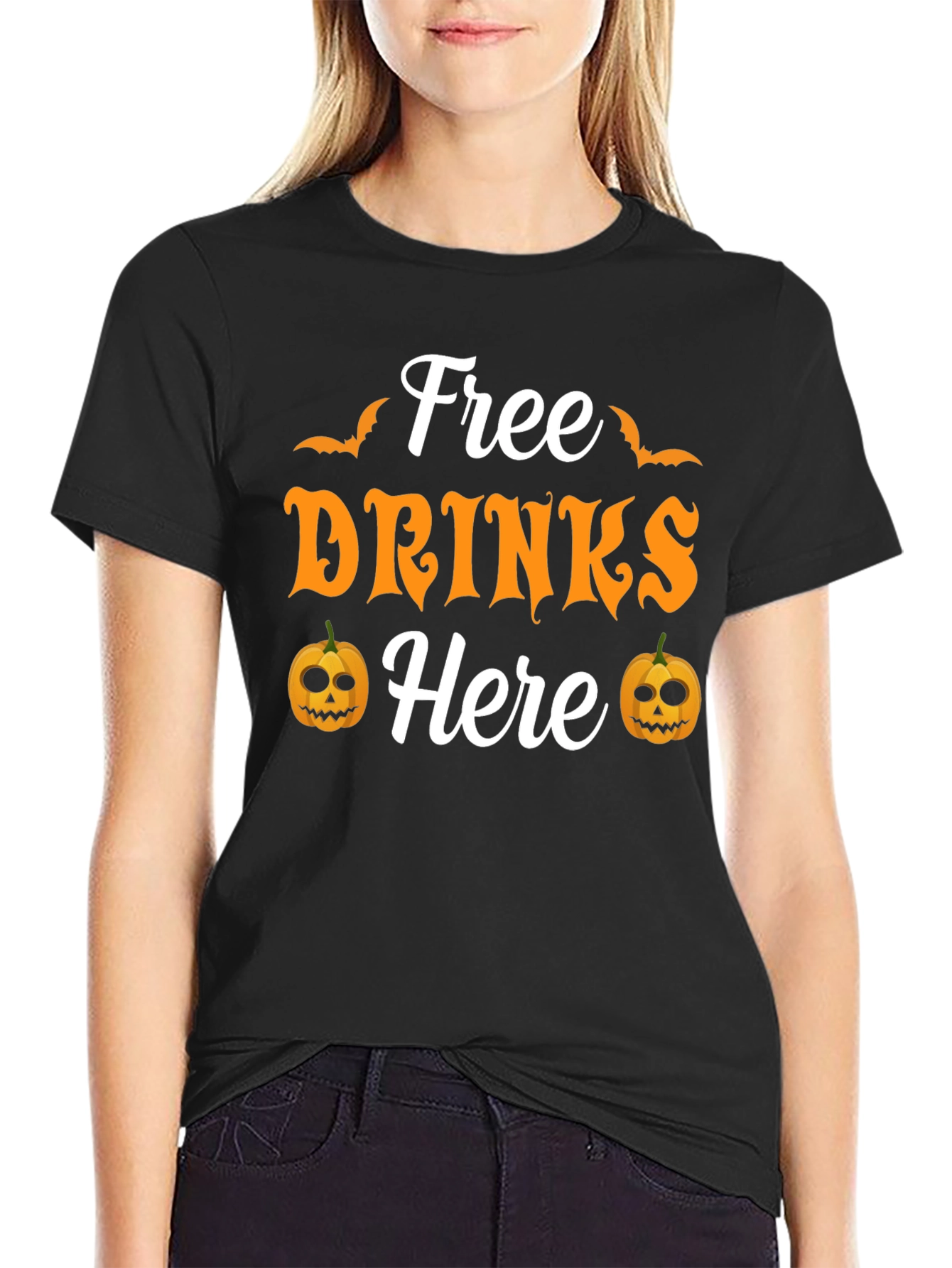 Free Drinks Here Halloween T-Shirt