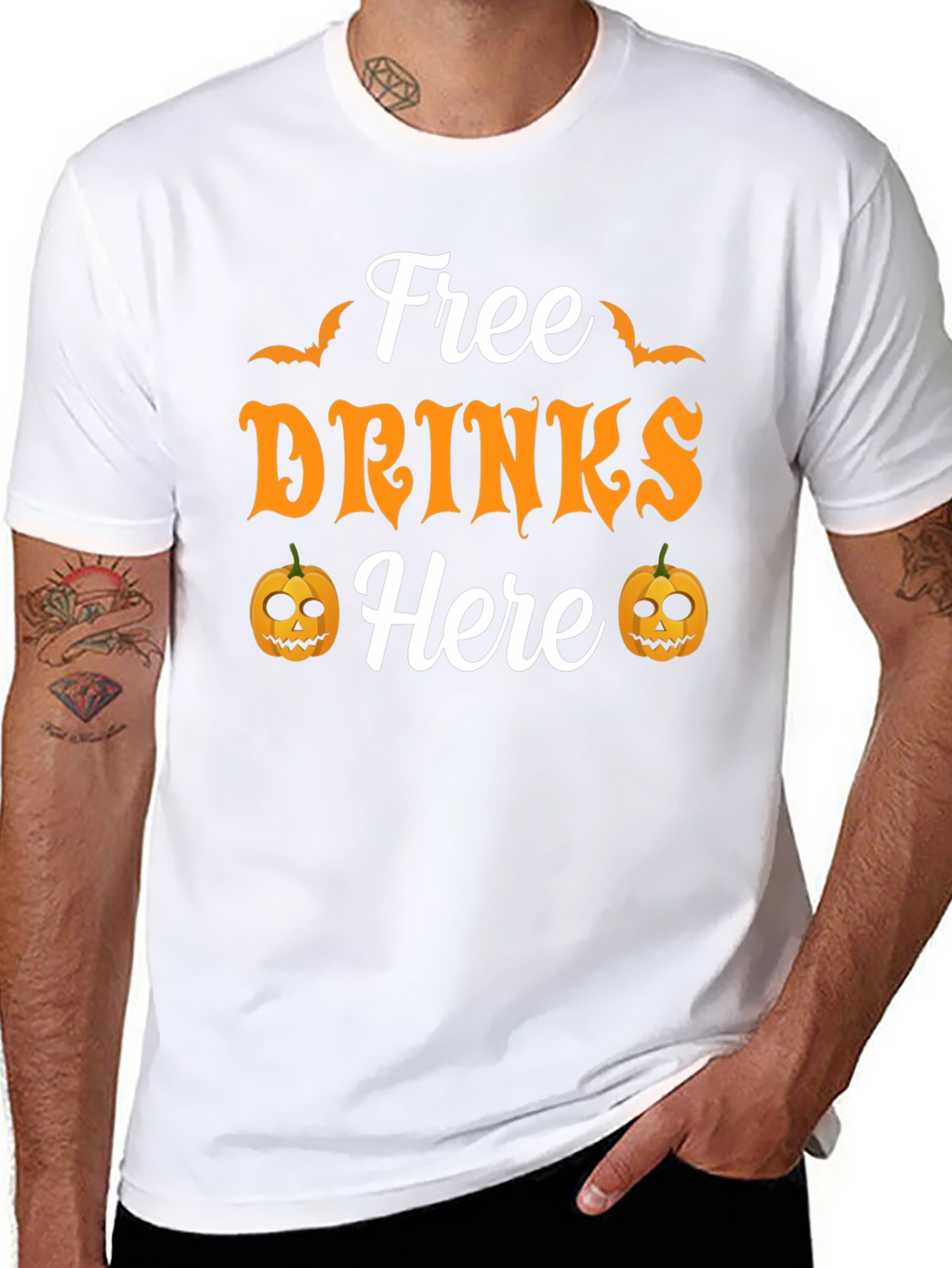 Free Drinks Here Halloween T-Shirt
