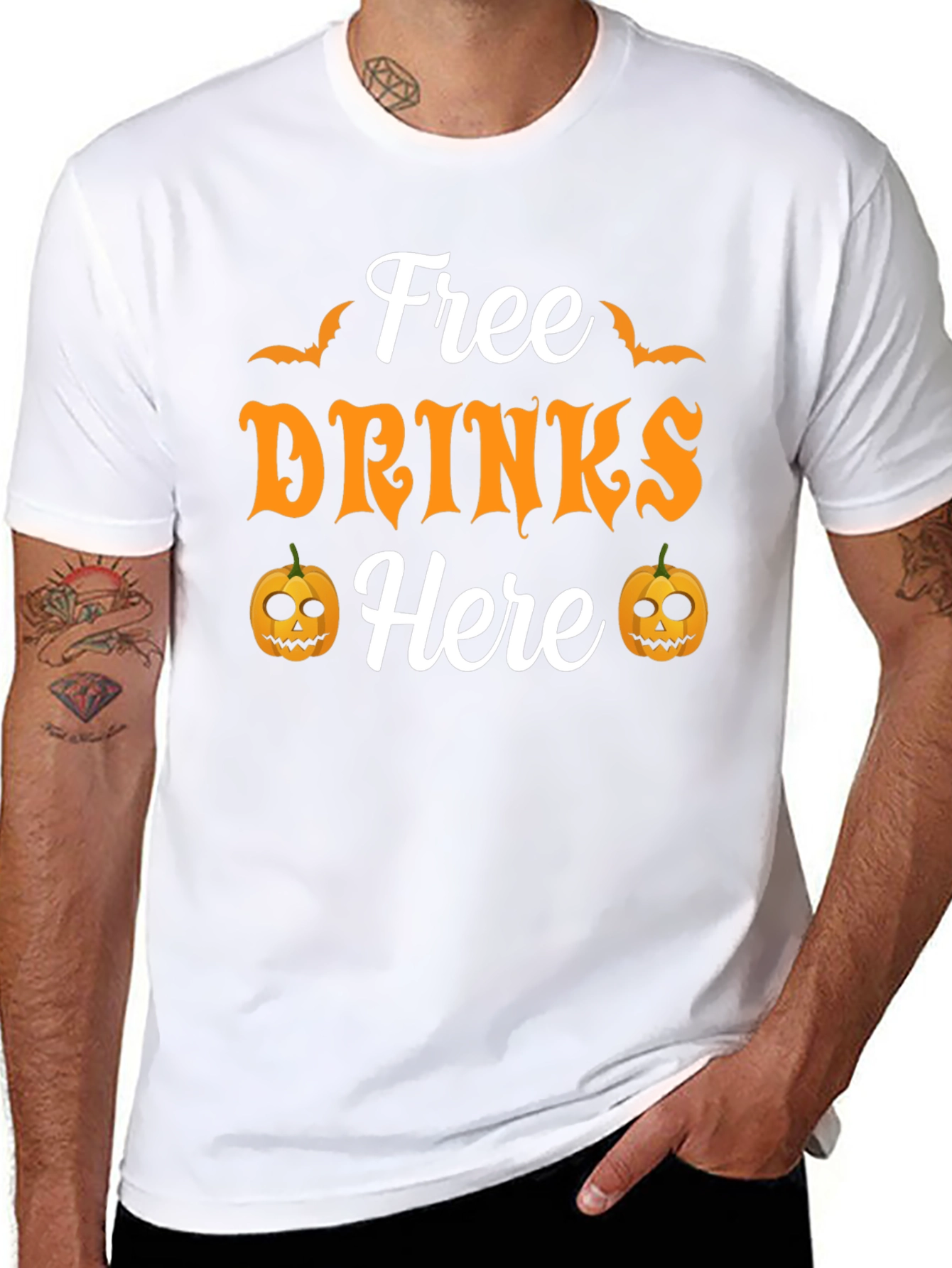 Free Drinks Here Halloween T-Shirt