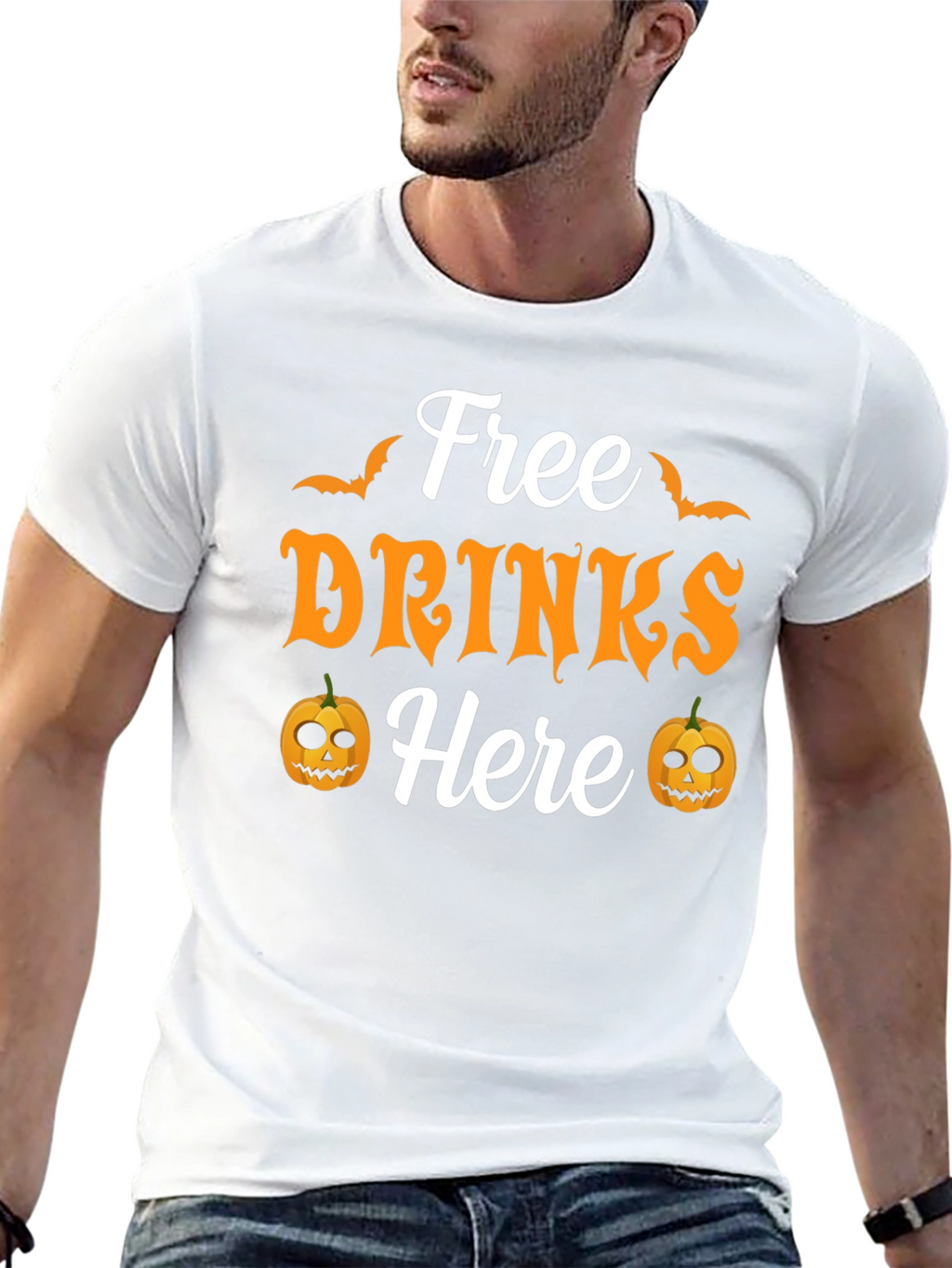 Free Drinks Here Halloween T-Shirt