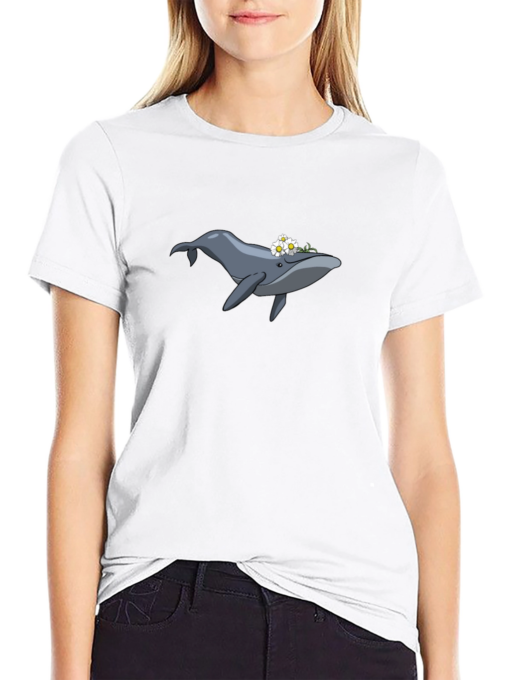 Whale & Flower Graphic T-Shirt - Soft Cotton Tee