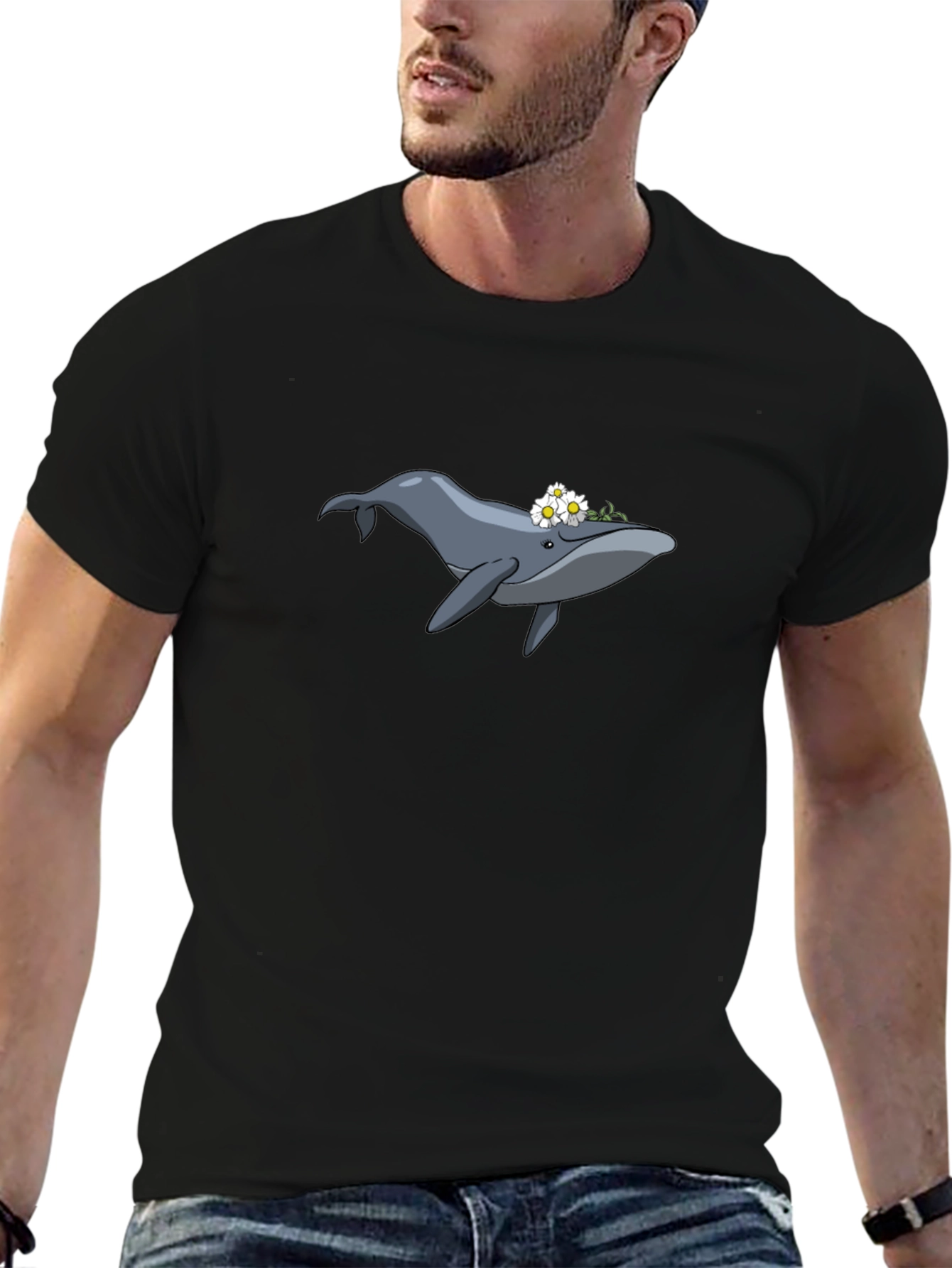 Whale & Flower Graphic T-Shirt - Soft Cotton Tee
