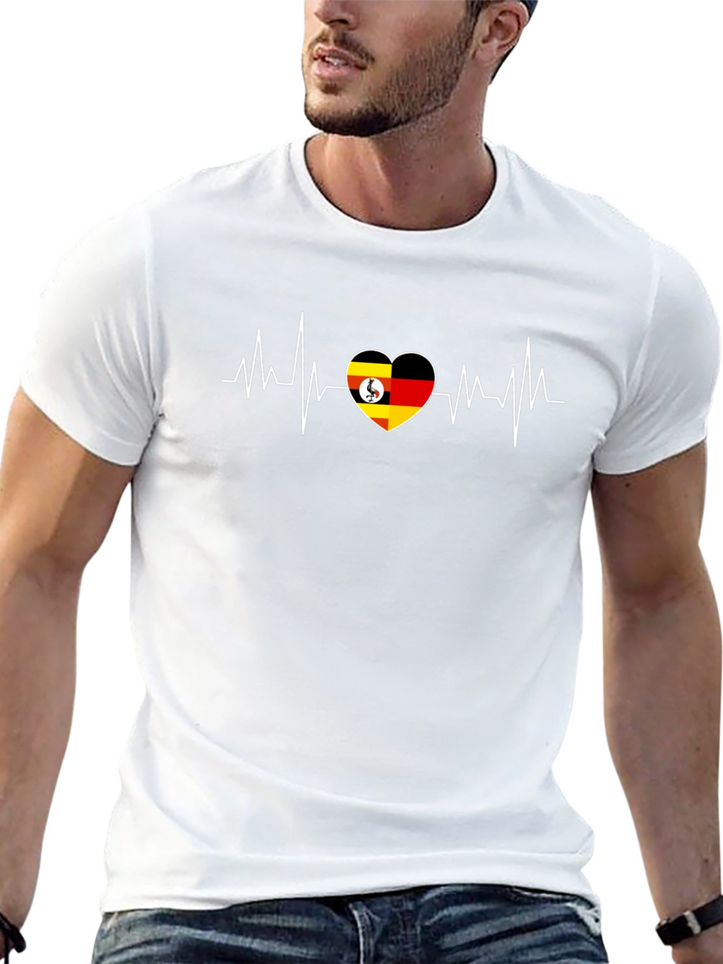 Uganda Heartbeat T-Shirt - Flag Graphic Tee