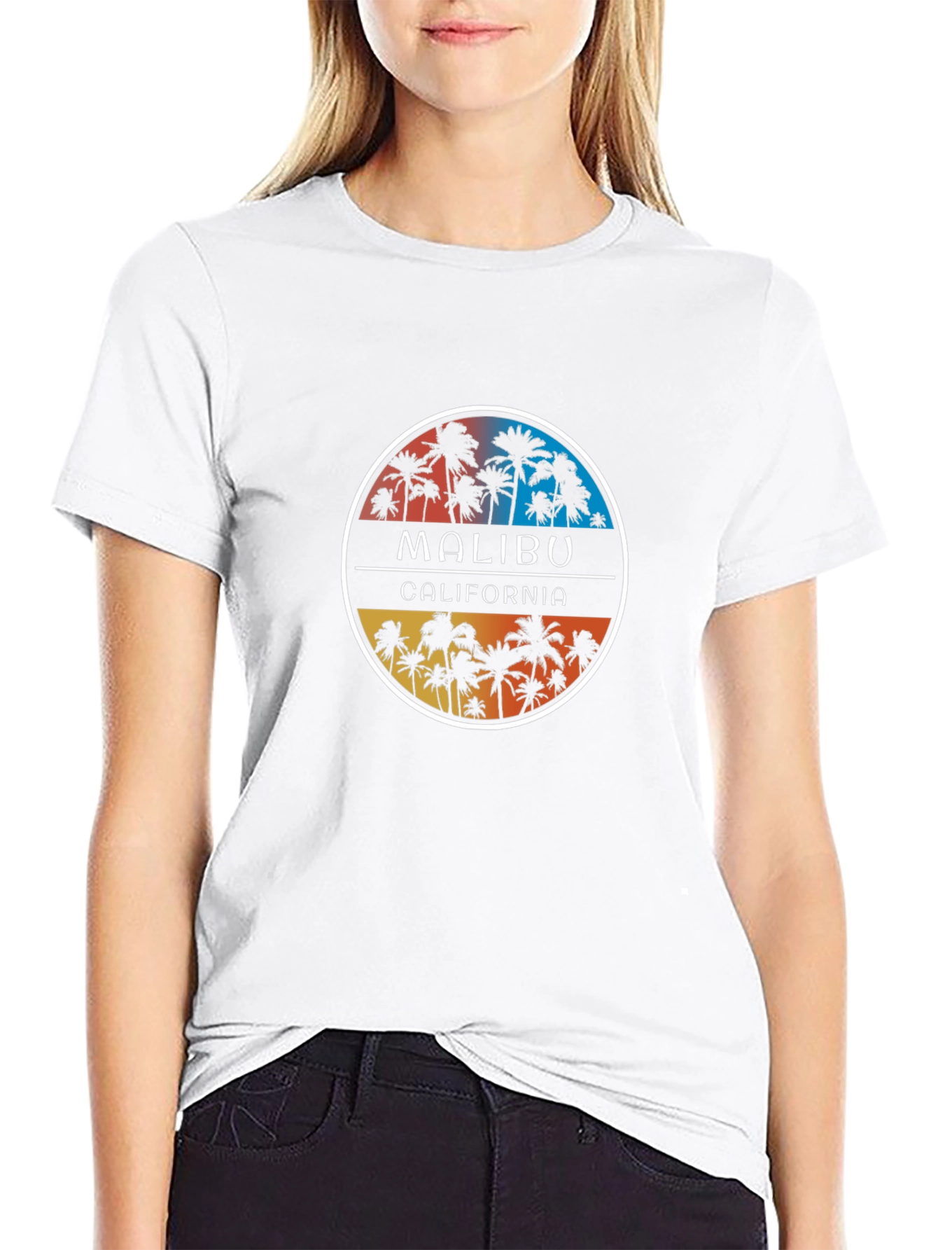 Malibu California Palm Tree Graphic T-Shirt