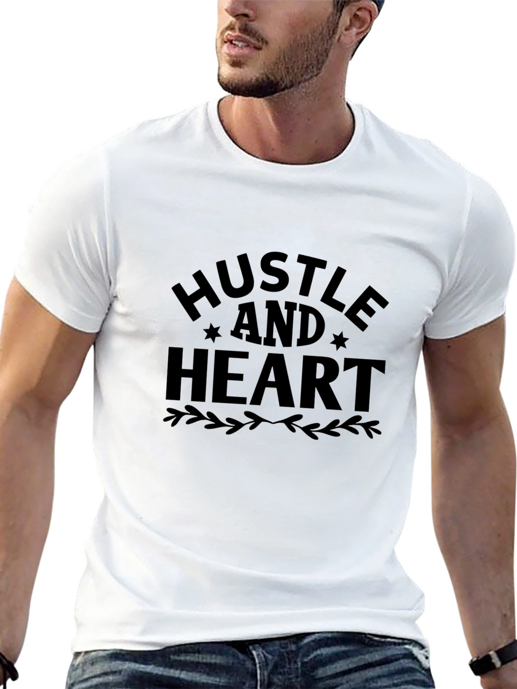 Hustle and Heart Black Tee - Motivational Shirt