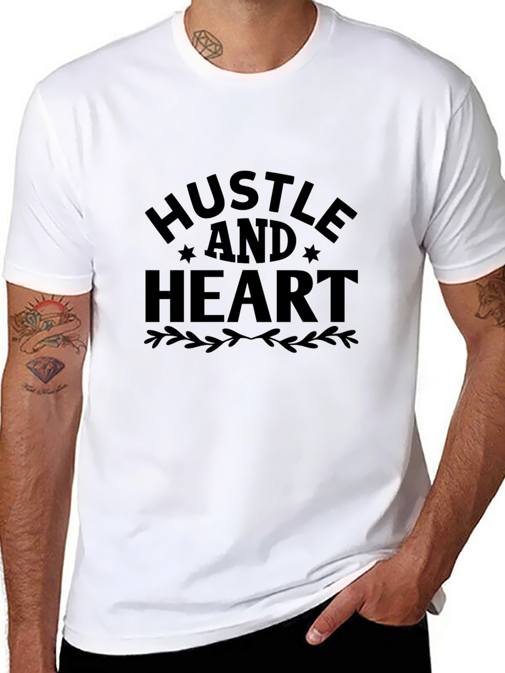 Hustle and Heart Black Tee - Motivational Shirt