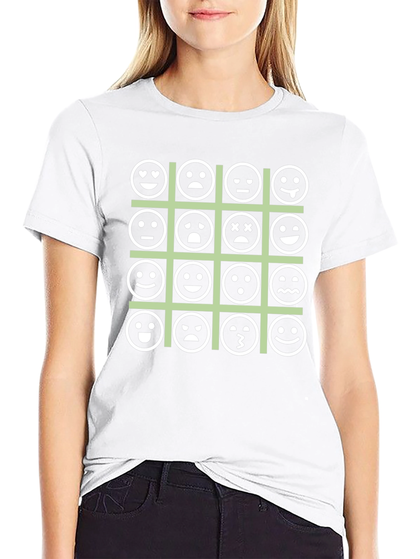 Emoji Expression Grid Black T-Shirt