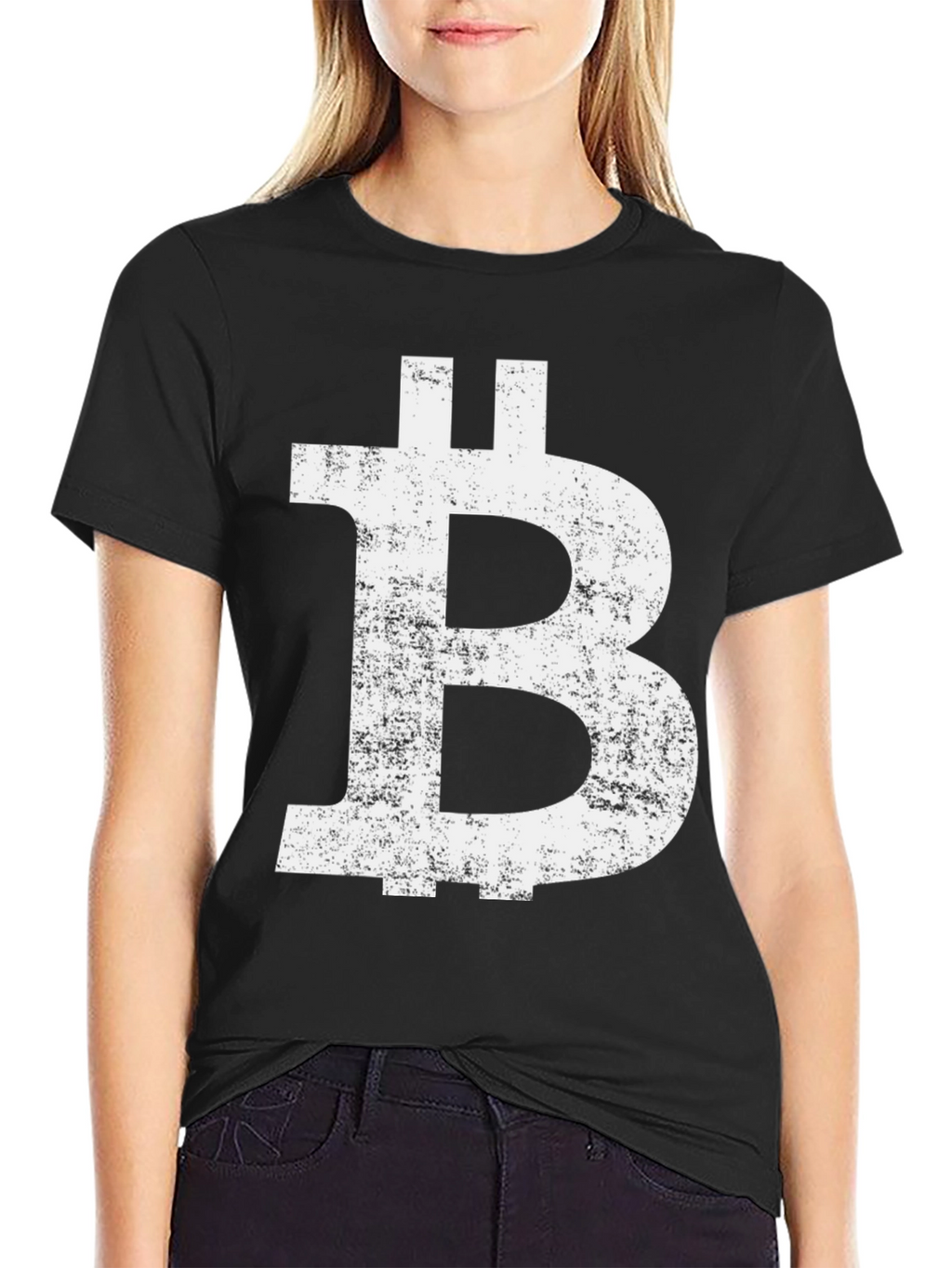 Bitcoin B Distressed Graphic Tee - Black