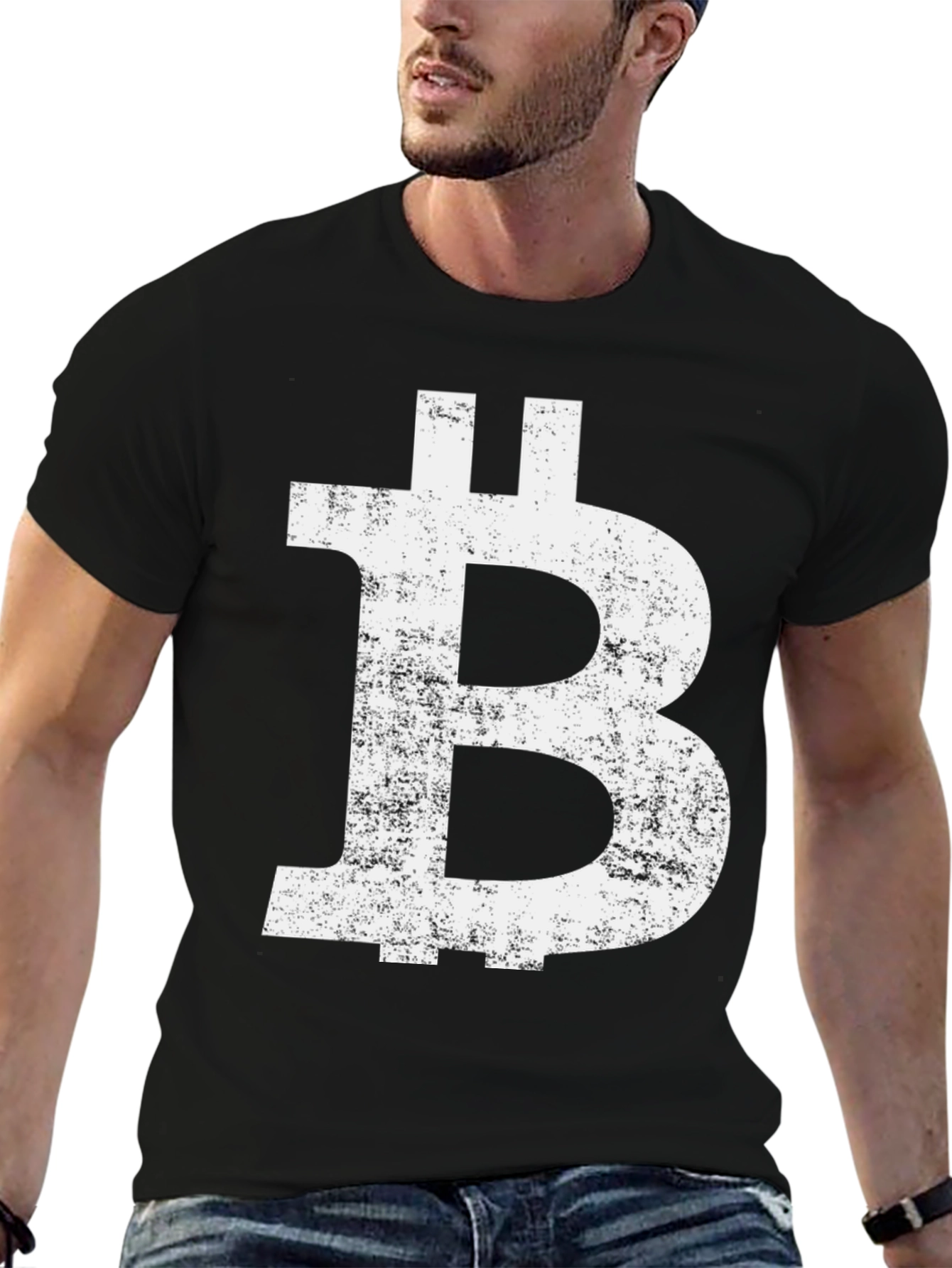 Bitcoin B Distressed Graphic Tee - Black