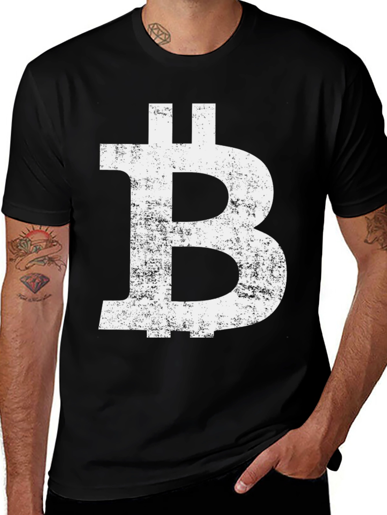 Bitcoin B Distressed Graphic Tee - Black