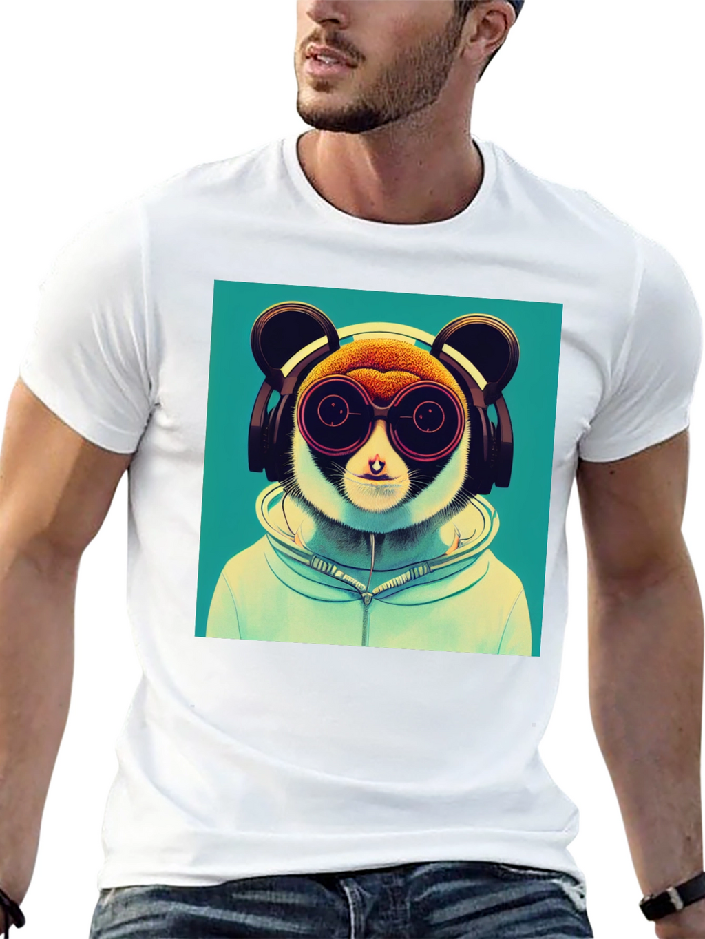 Cool Lemur Graphic Tee - Black Cotton