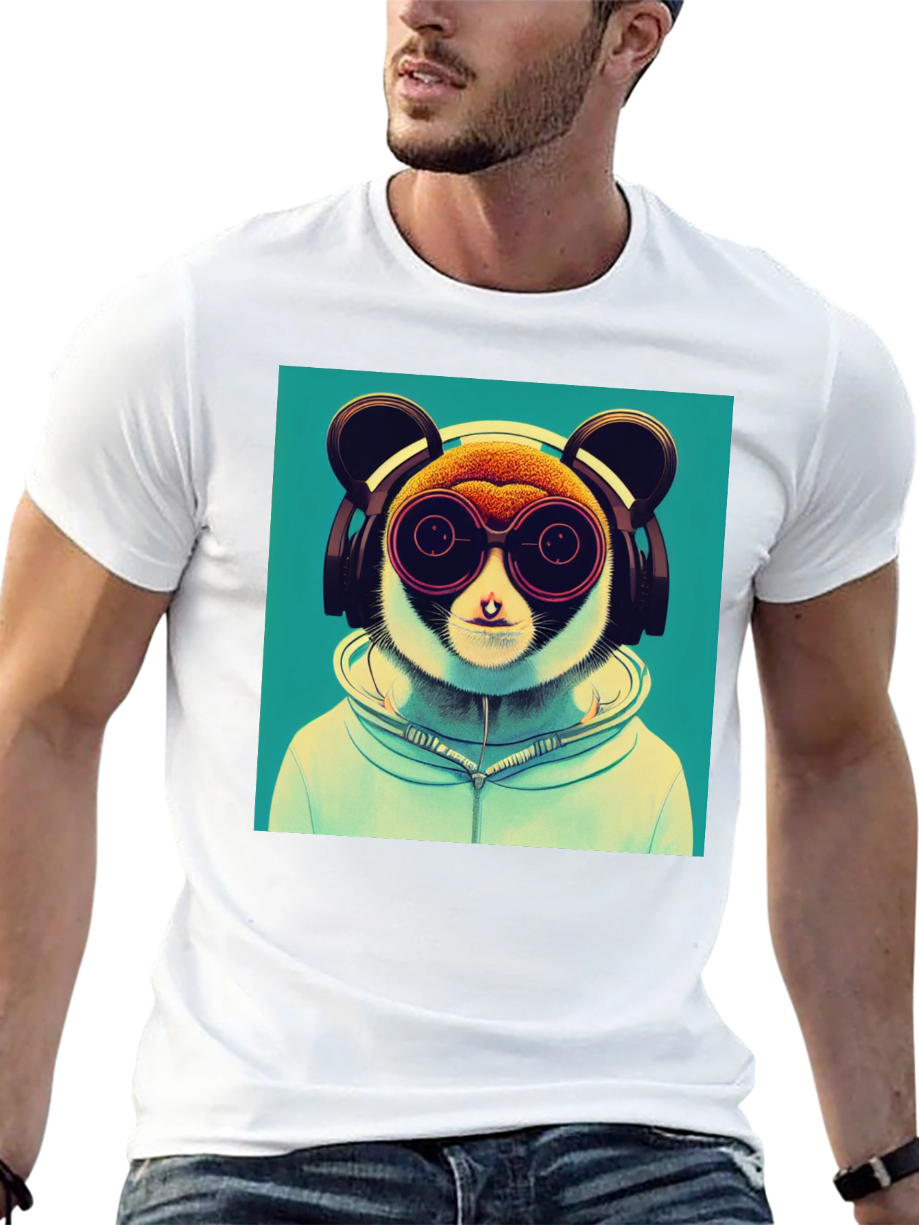 Cool Lemur Graphic Tee - Black Cotton