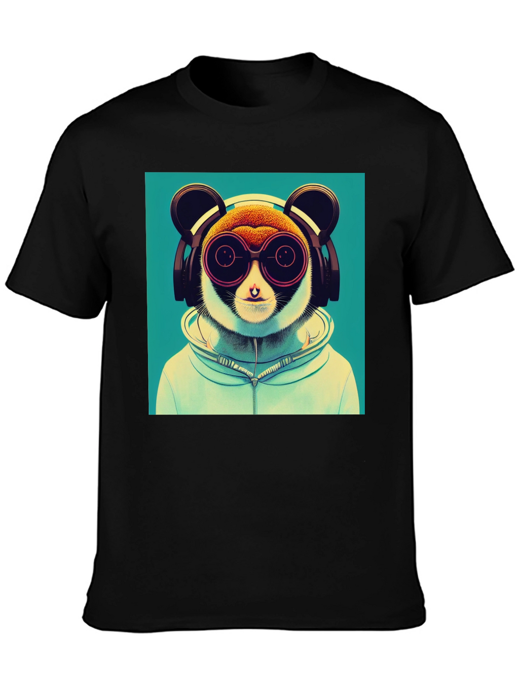 Cool Lemur Graphic Tee - Black Cotton