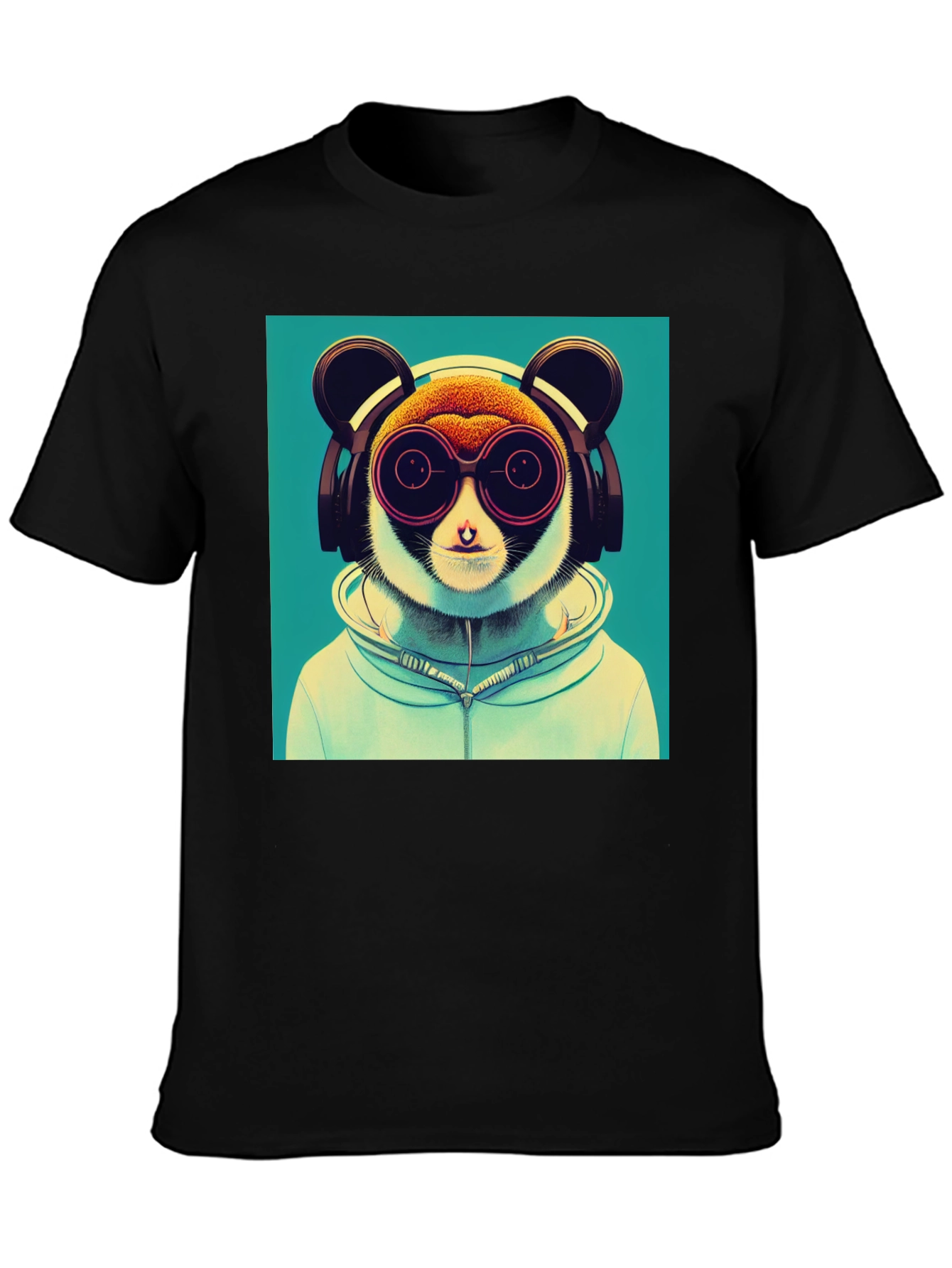 Cool Lemur Graphic Tee - Black Cotton