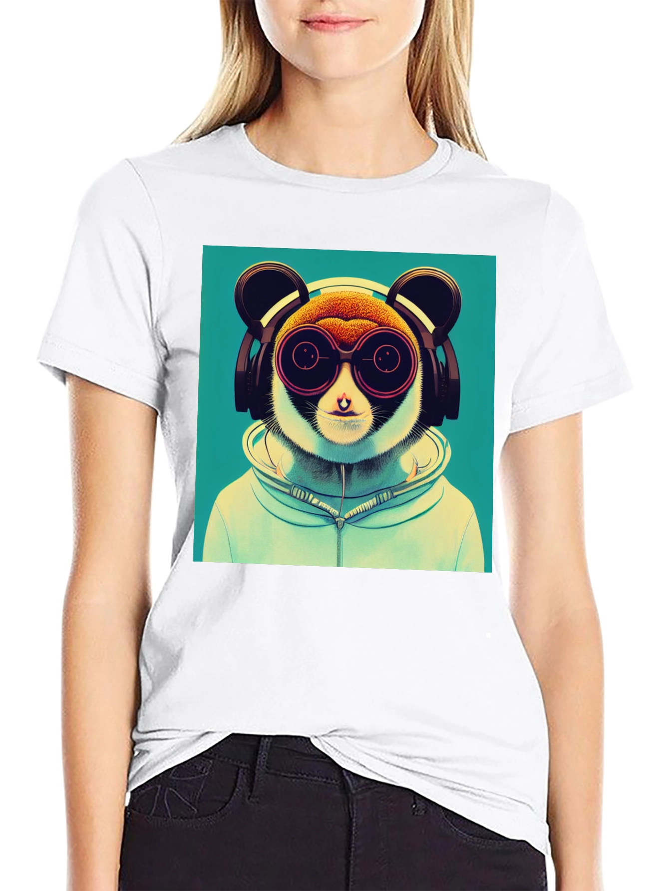 Cool Lemur Graphic Tee - Black Cotton
