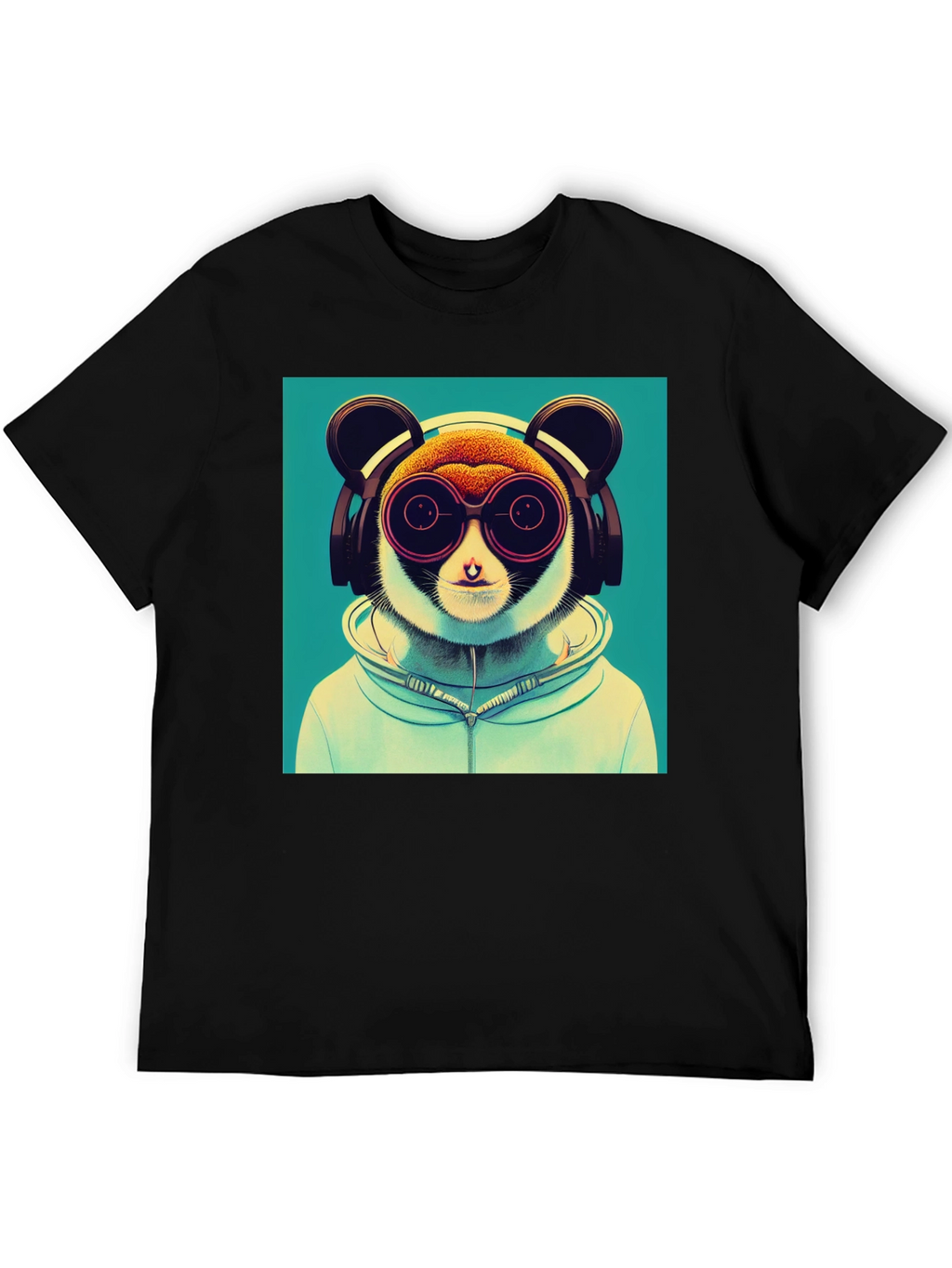 Cool Lemur Graphic Tee - Black Cotton