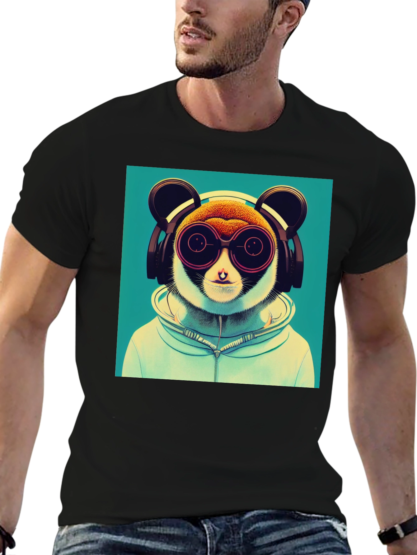 Cool Lemur Graphic Tee - Black Cotton