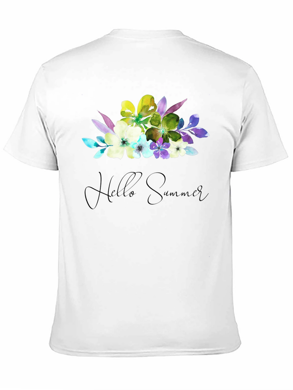 Black Floral Hello Summer T-Shirt