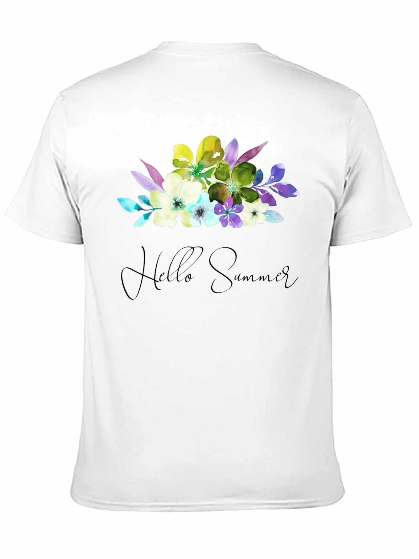 Black Floral Hello Summer T-Shirt