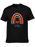 Lilly Heart Rainbow Personalized Black T-Shirt