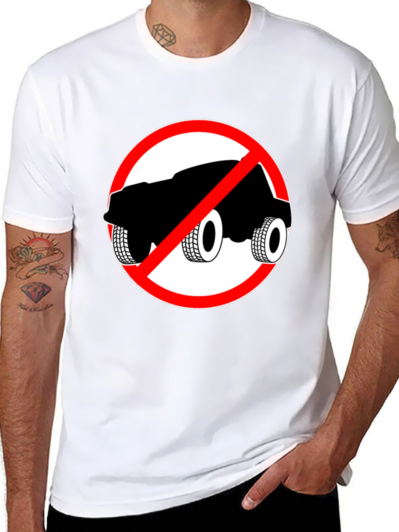 No Cars Allowed Black T-Shirt