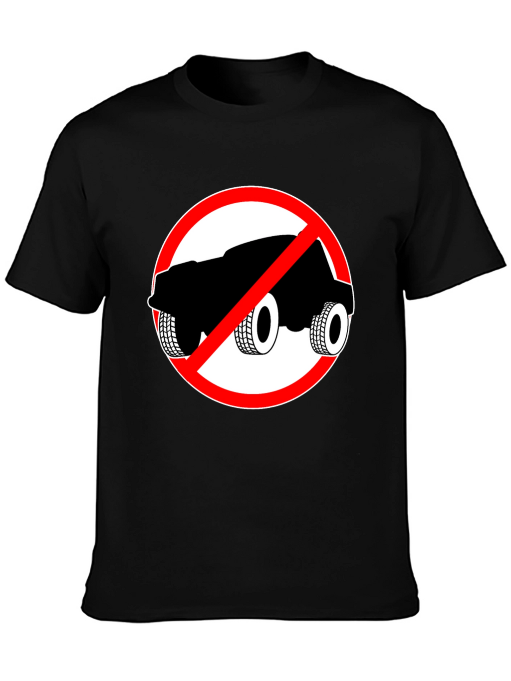 No Cars Allowed Black T-Shirt
