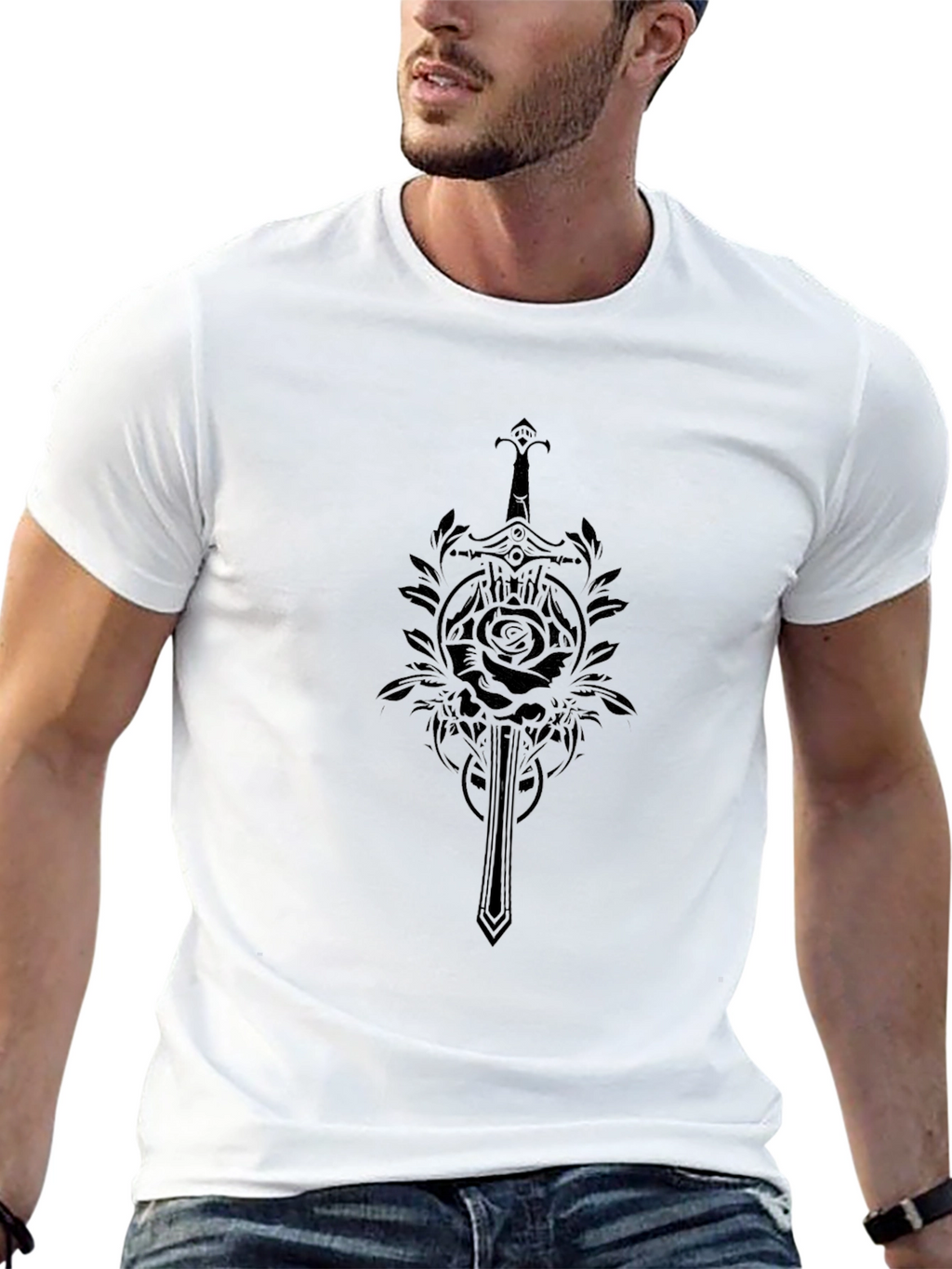 Black Rose and Sword Graphic Tee