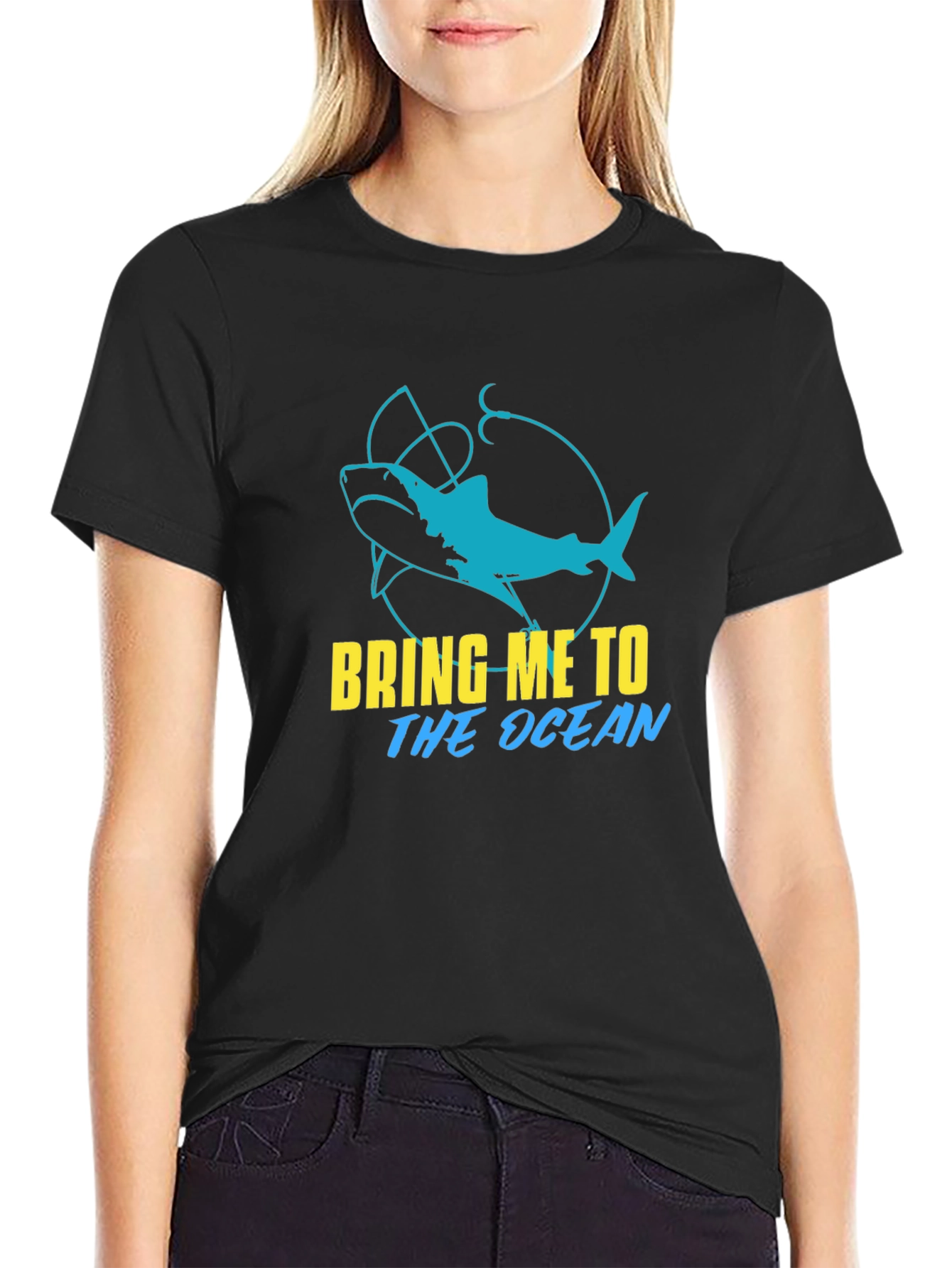 Ocean Shark Graphic T-Shirt - Black