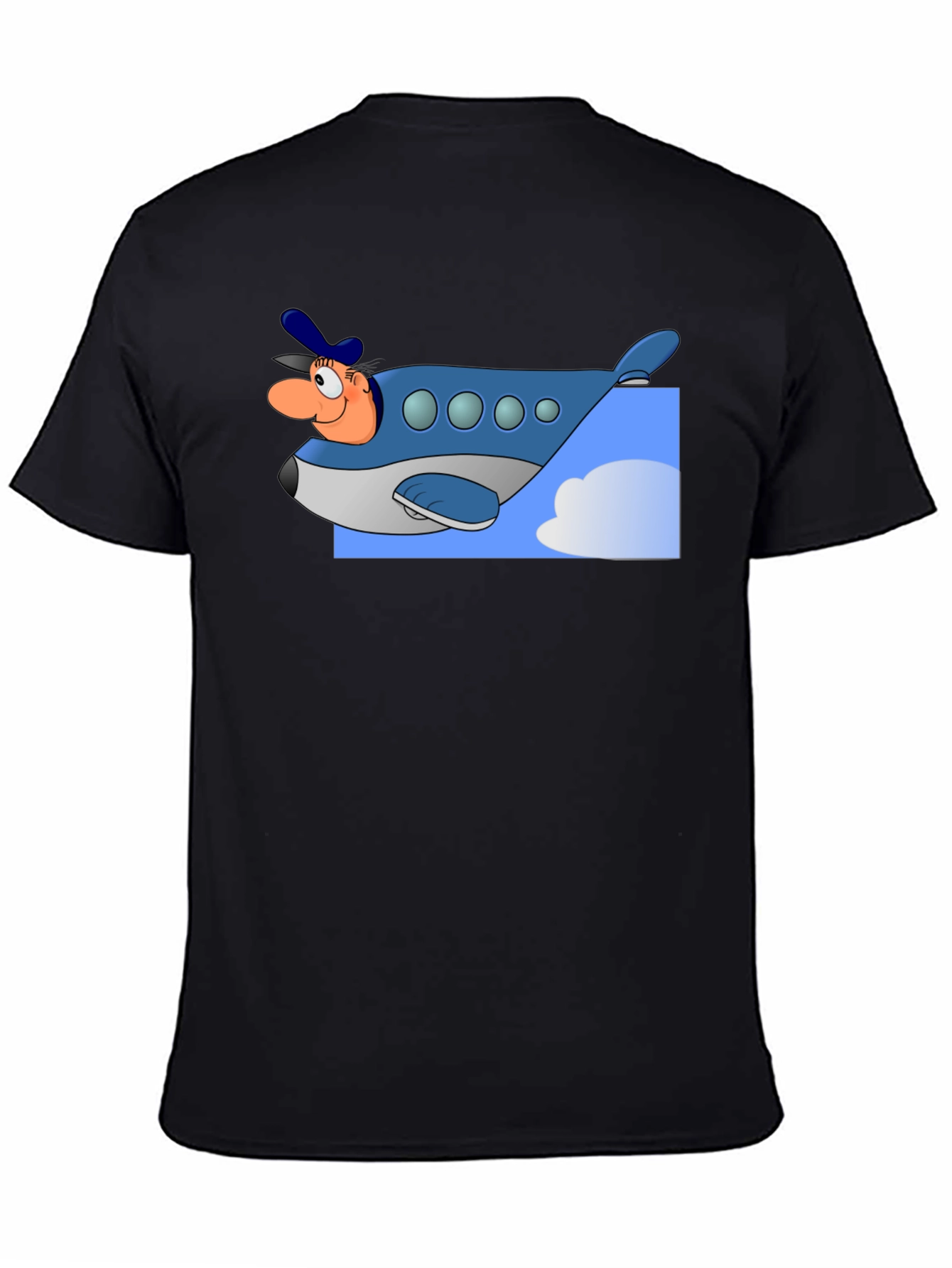Cartoon Airplane Pilot Graphic T-Shirt