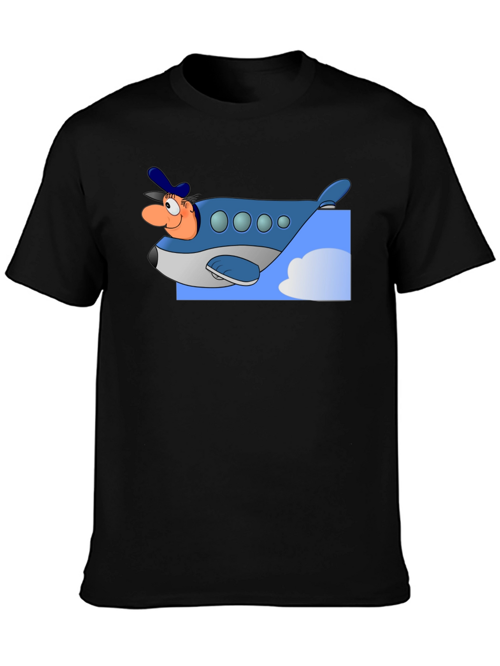 Cartoon Airplane Pilot Graphic T-Shirt