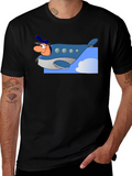 Cartoon Airplane Pilot Graphic T-Shirt