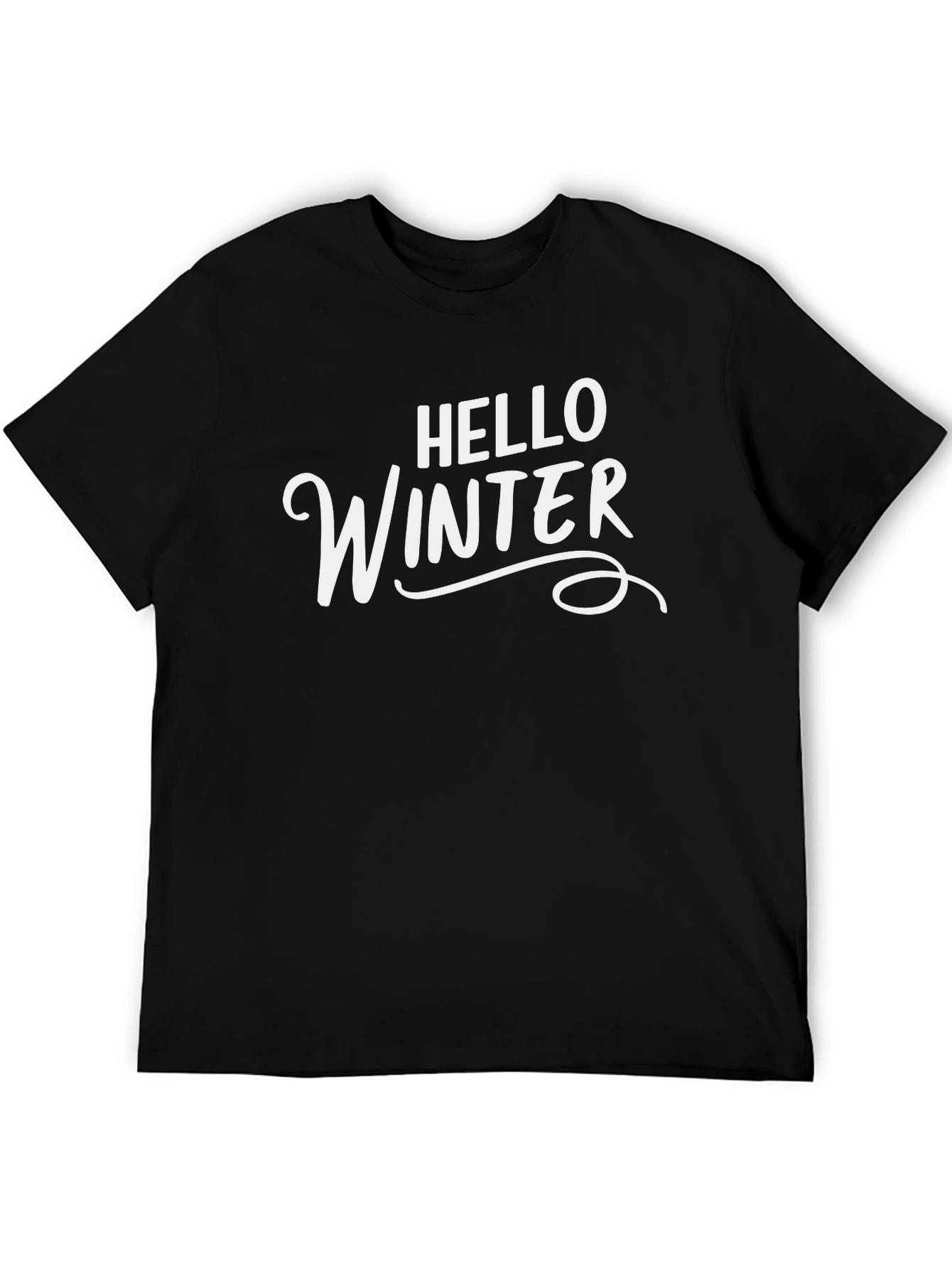 Hello Winter Black Graphic Tee Shirt