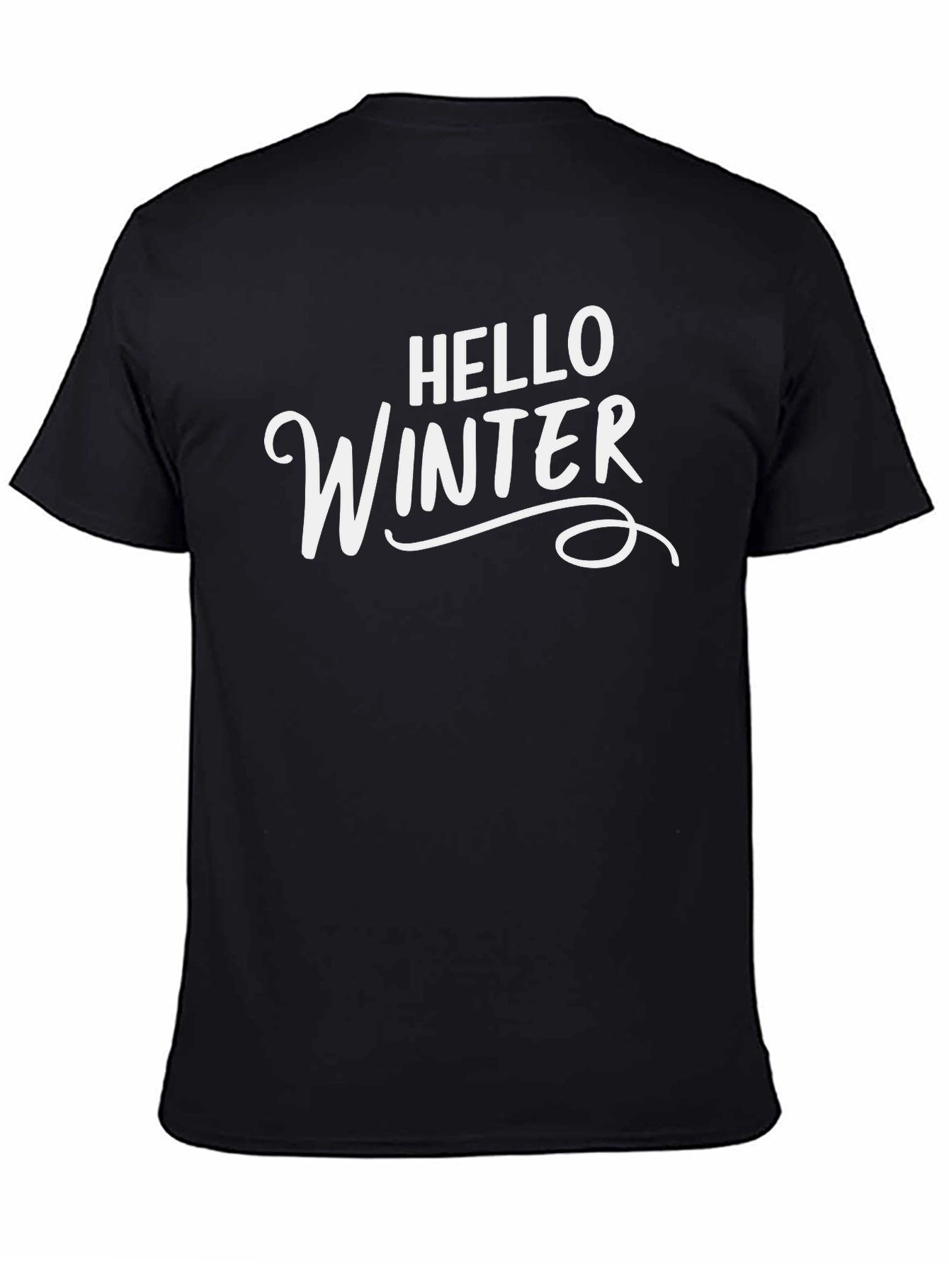 Hello Winter Black Graphic Tee Shirt