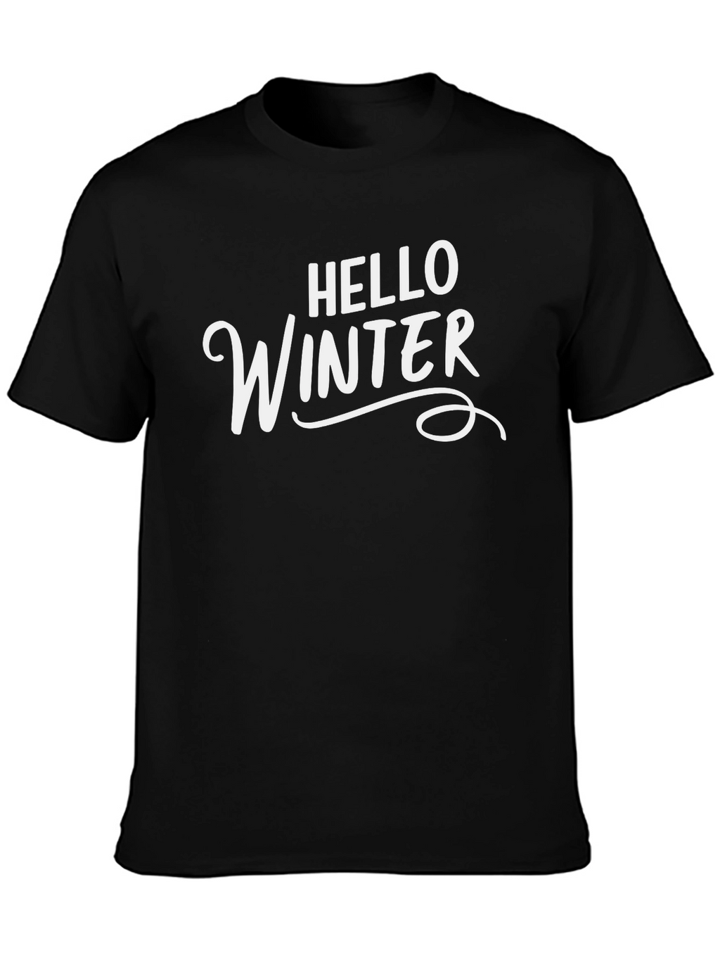 Hello Winter Black Graphic Tee Shirt
