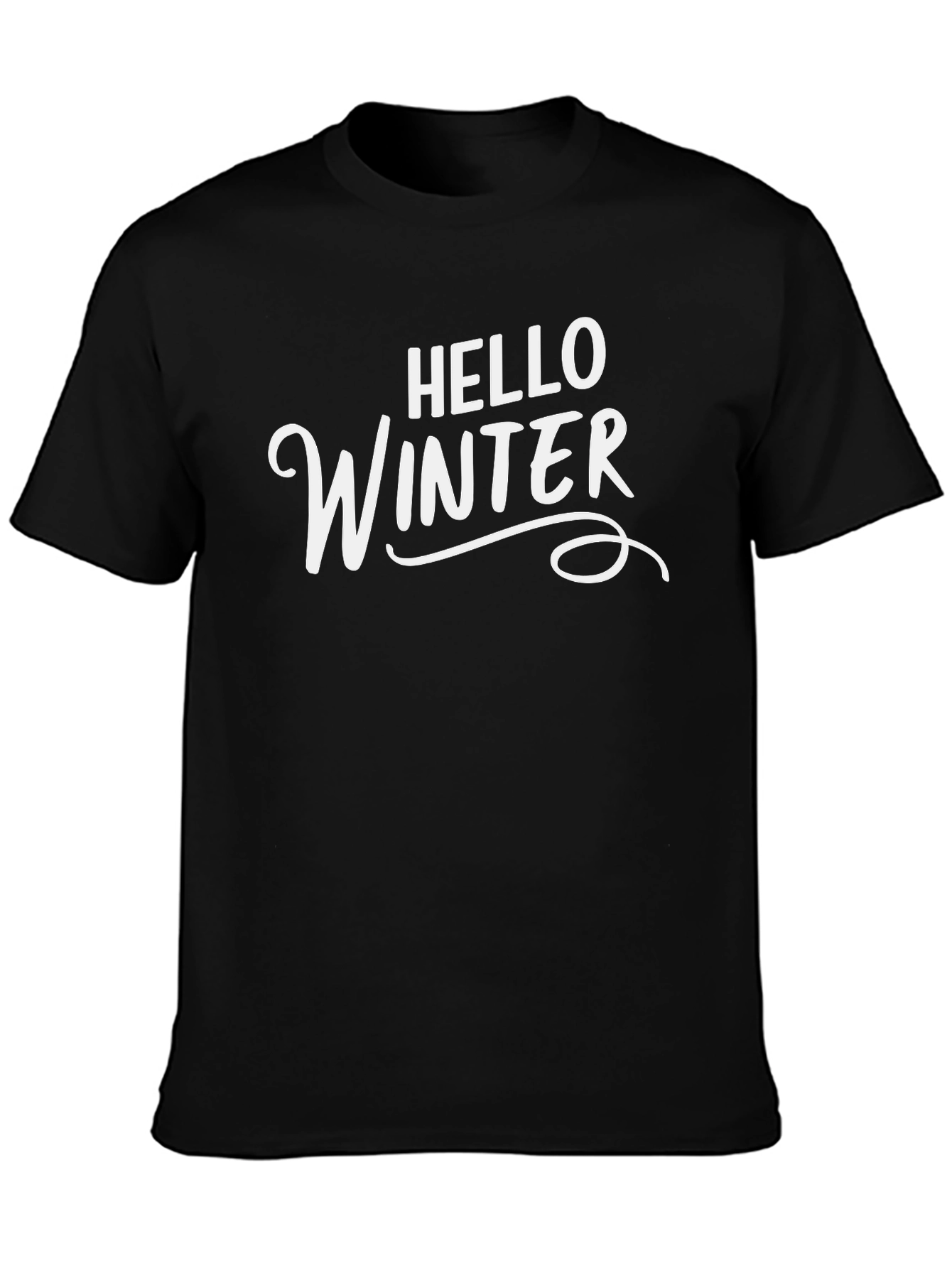 Hello Winter Black Graphic Tee Shirt