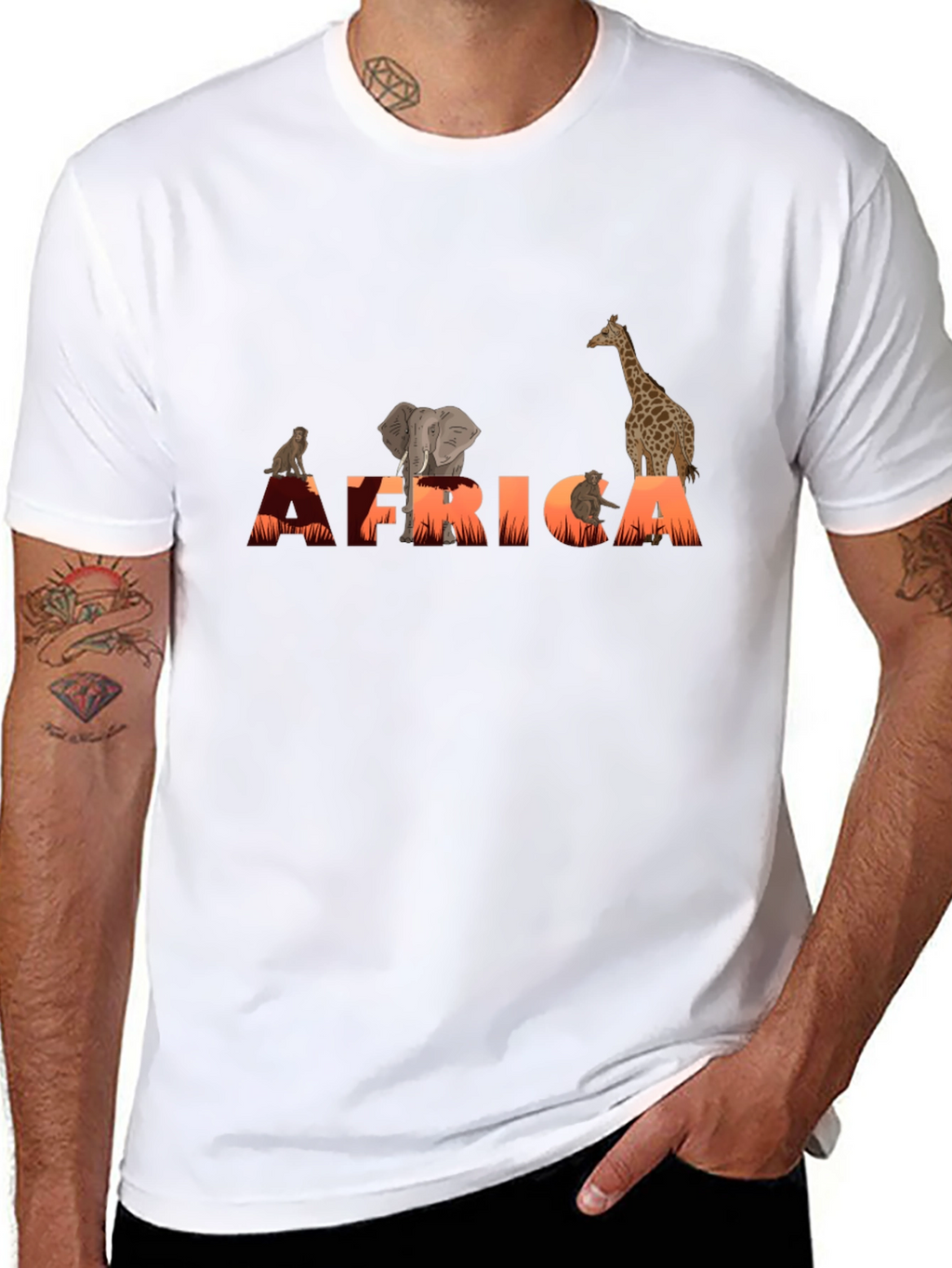 Africa Animal Graphic Tee - Unisex Black T-Shirt